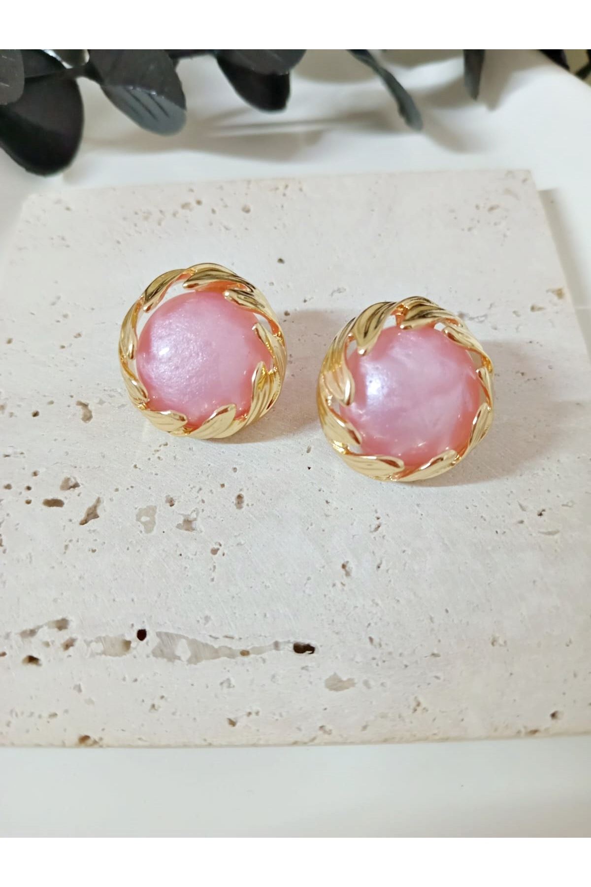 Pembe Gold Çok Şık Kadın Küpe