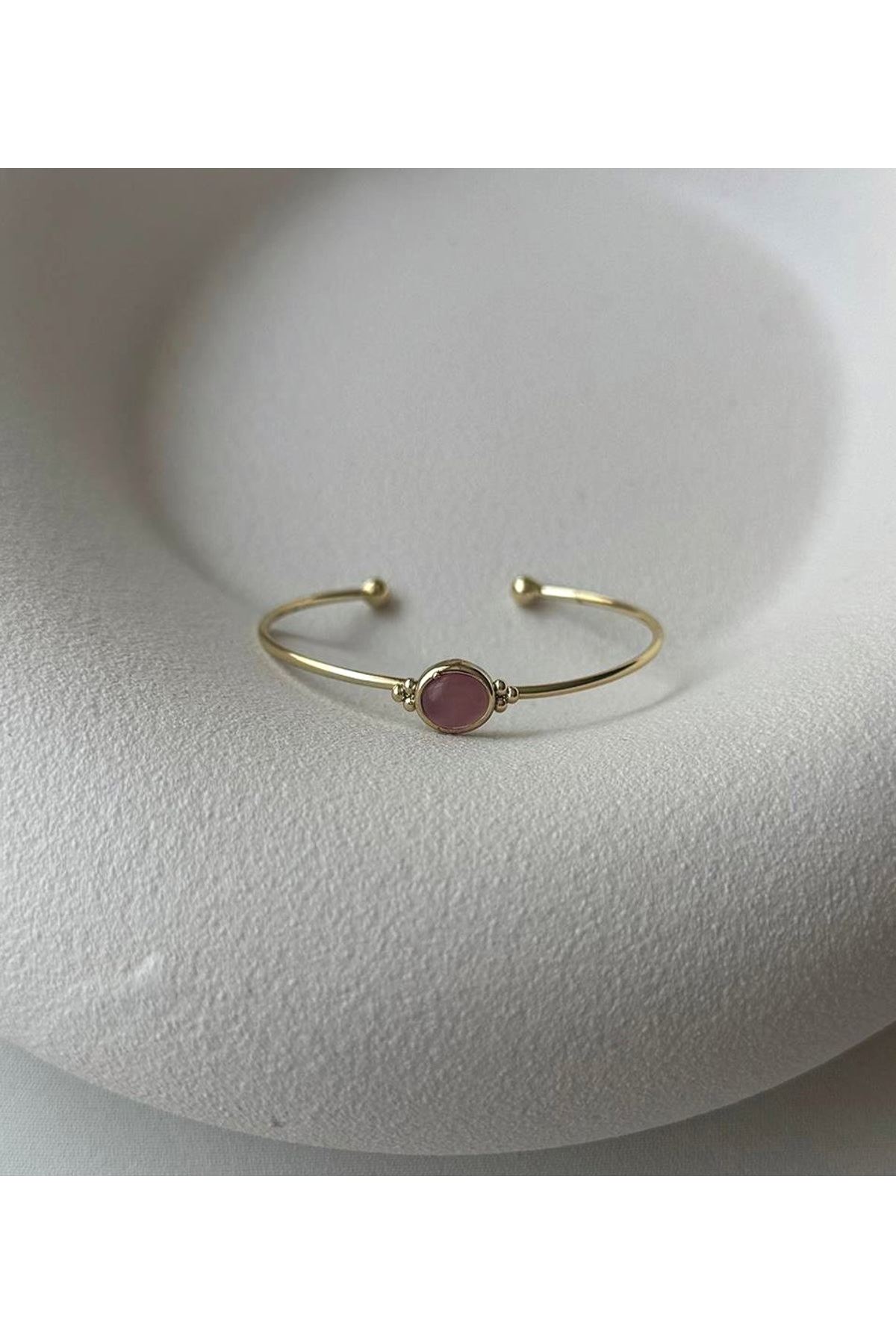 Gold Pembe Taşlı Çıtır Bilezik