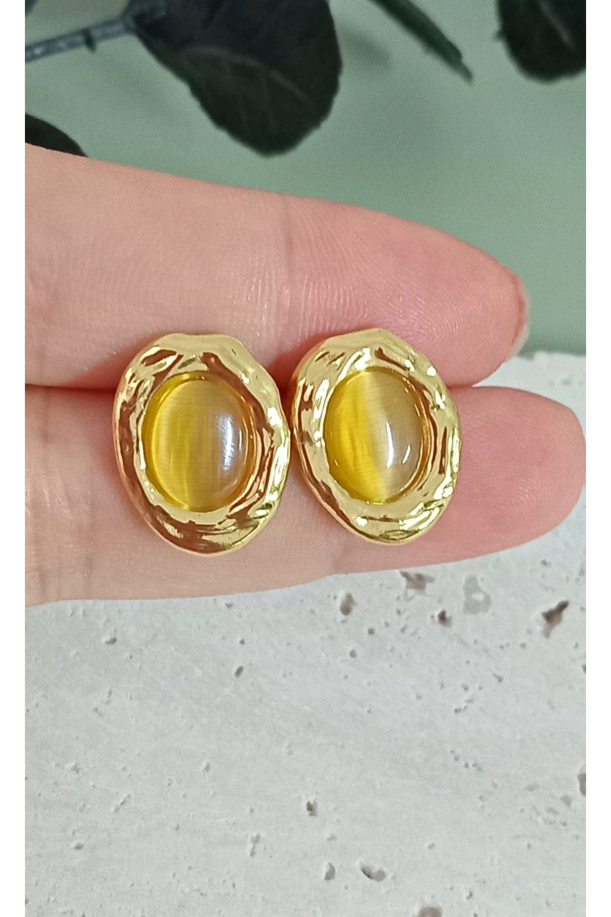 Paslanmaz Çelik Kahverengi Küçük Klasik Şık Küpe