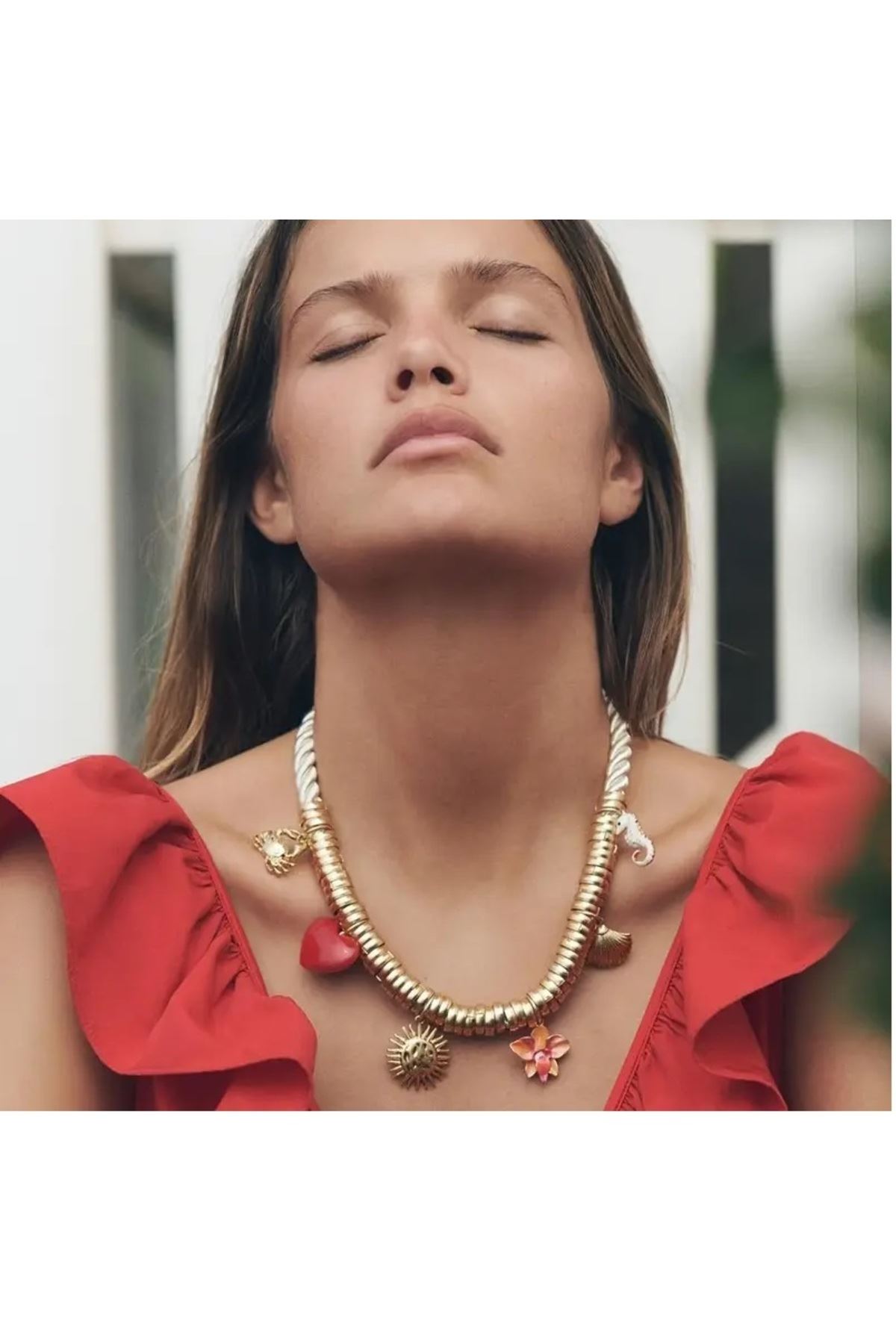 Marka Kolye, Güneş Kalp Denizatı Charmlı Elegant Kolye