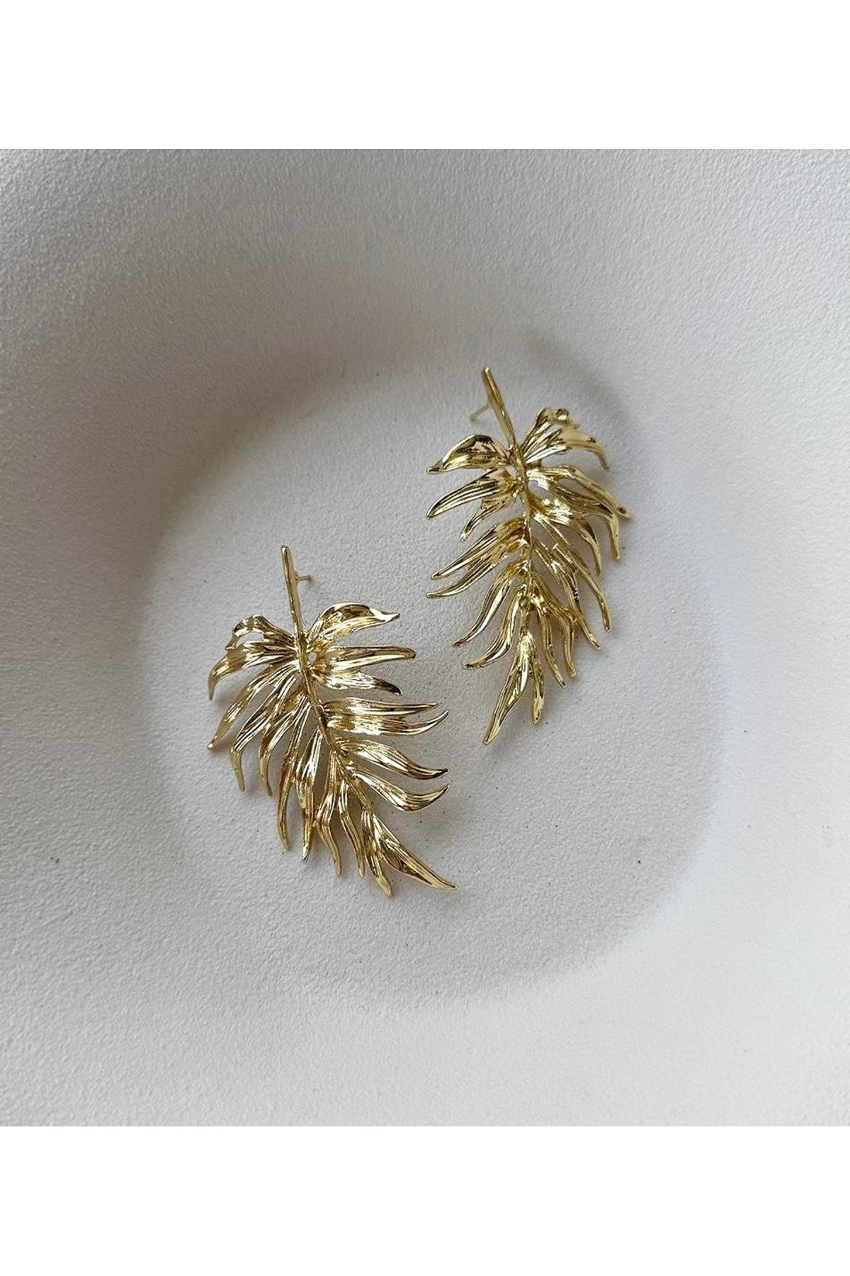 Marka Küpe, Gold Areka Yaprağı Küpe
