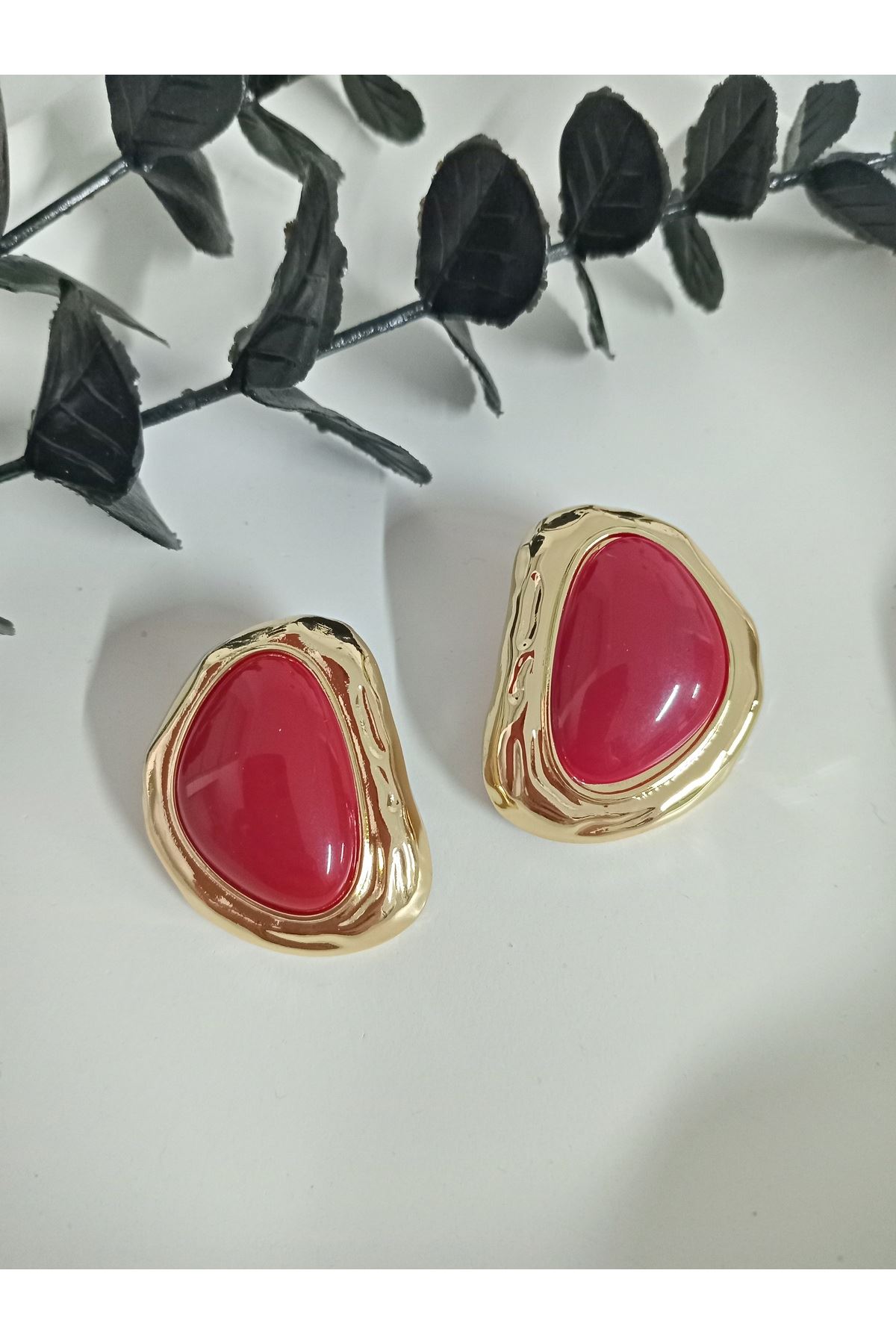 Marka Model, Bordo Gold Hafif Kadın Küpe