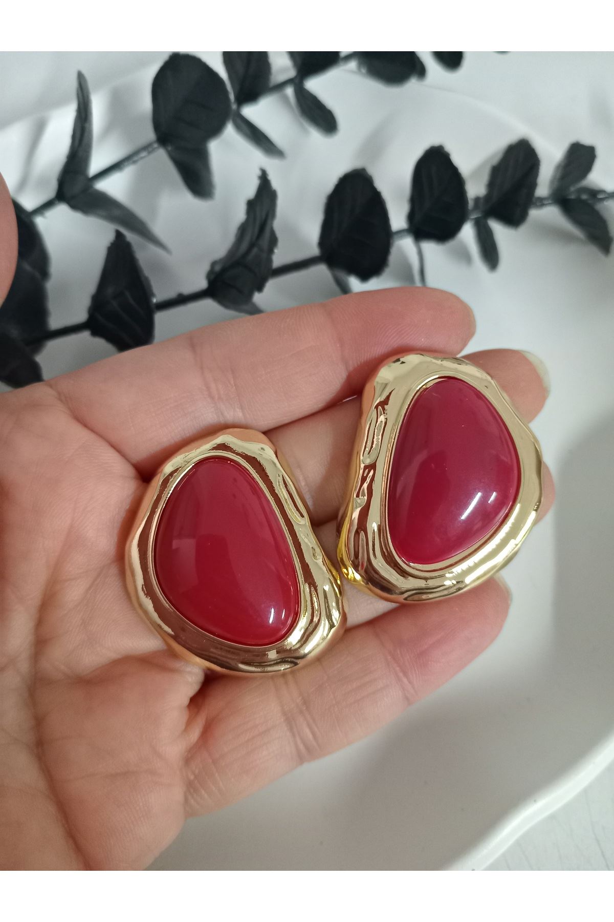 Marka Model, Bordo Gold Hafif Kadın Küpe