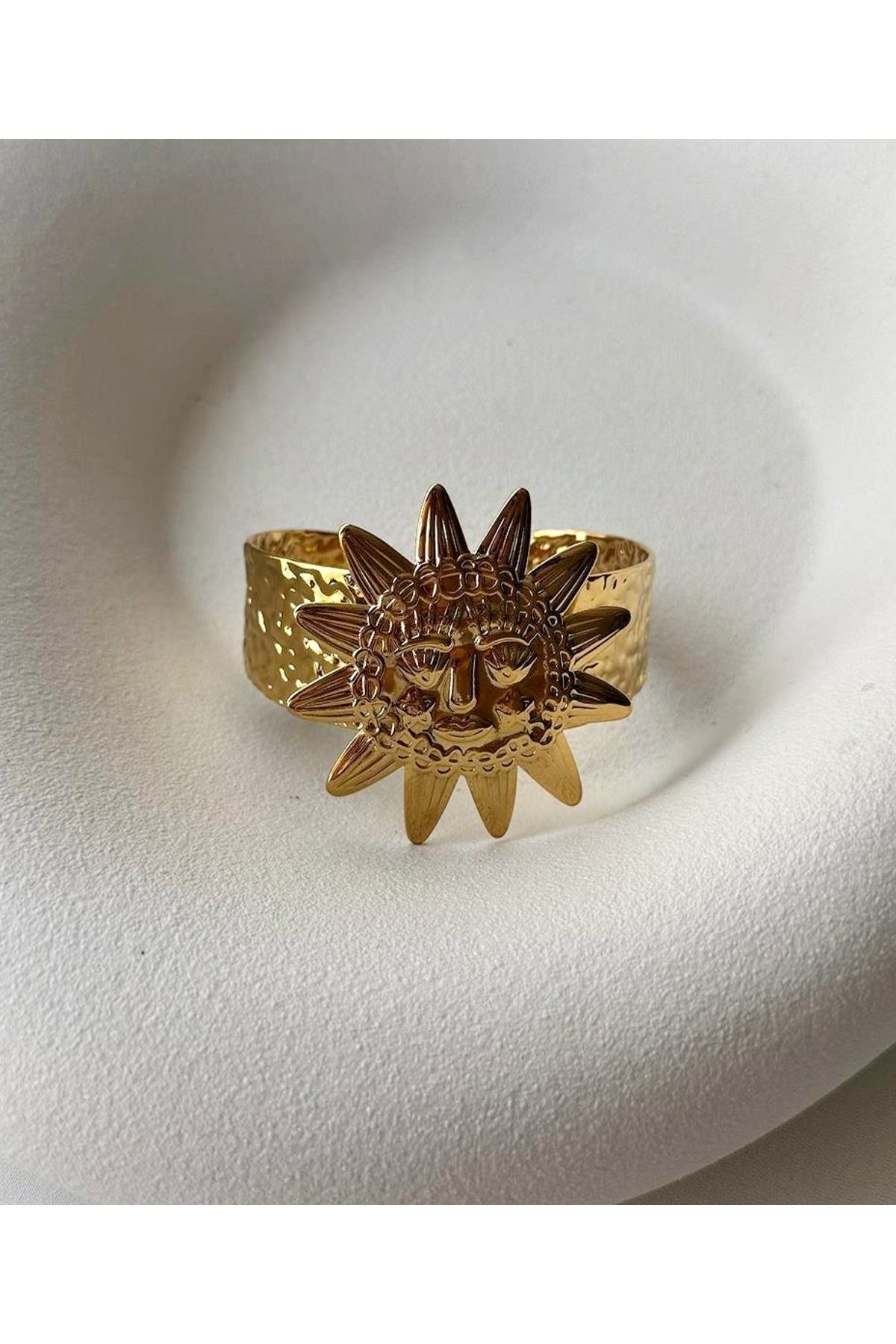 Gold Güneş Kelepçe Bilezik