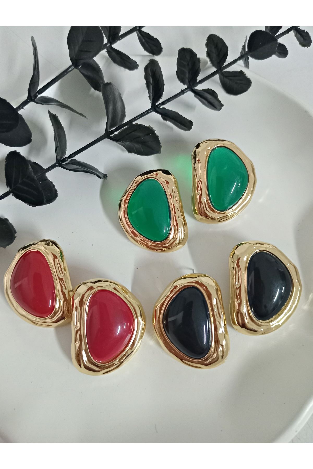 Marka Küpe, Zümrüt Yeşili Gold Hafif Kadın Küpe