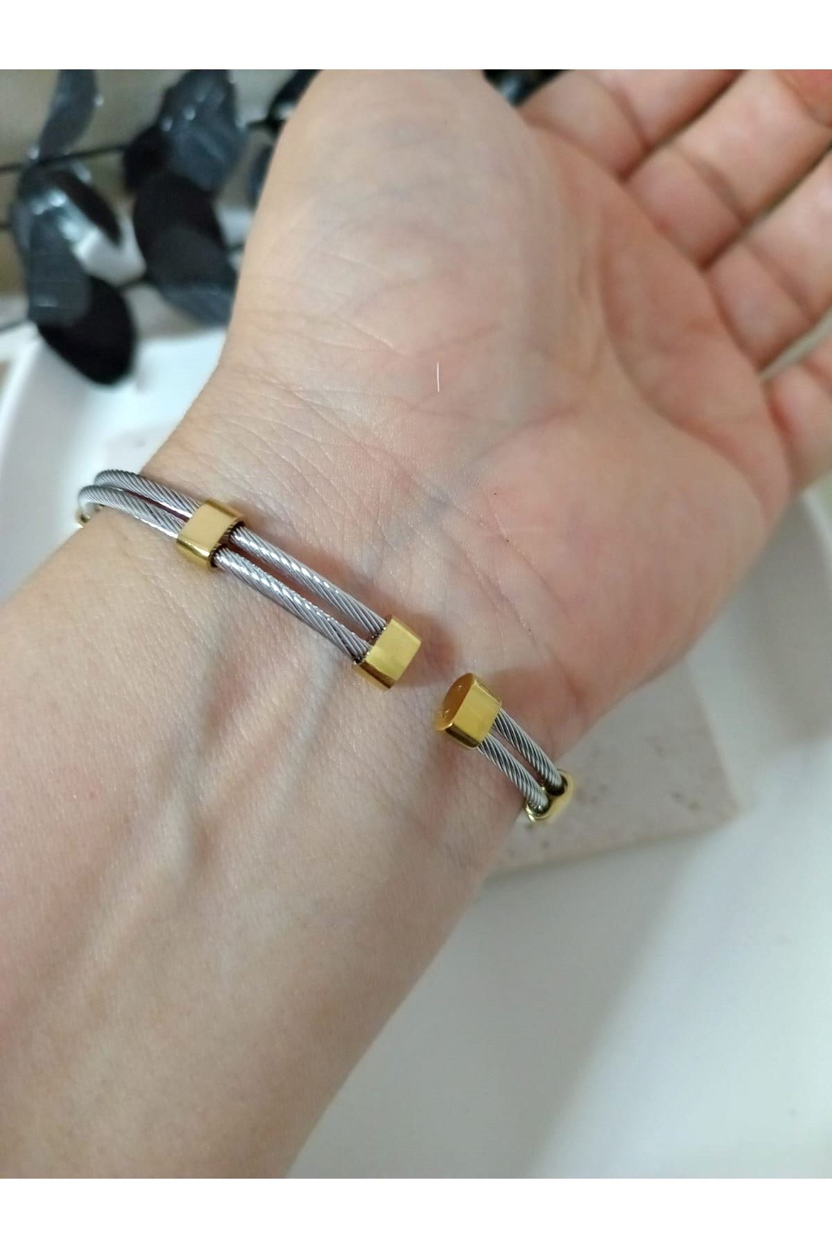 Xuping Gold-Gümüş Mix Unisex Bileklik, Renk Atmaz