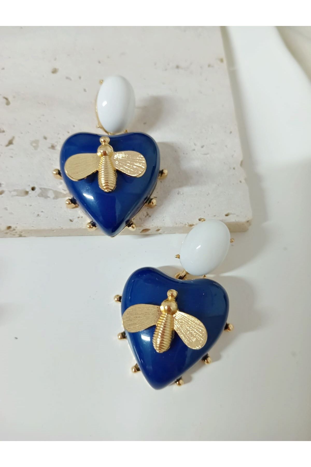 Lacivert Şık Kadın Küpe