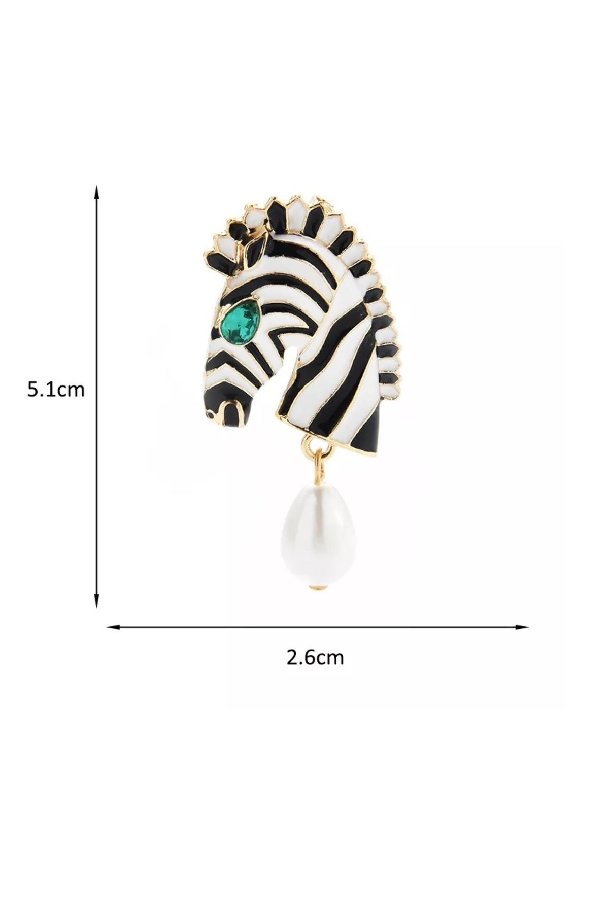 Siyah Beyaz İncili Zebra Broş