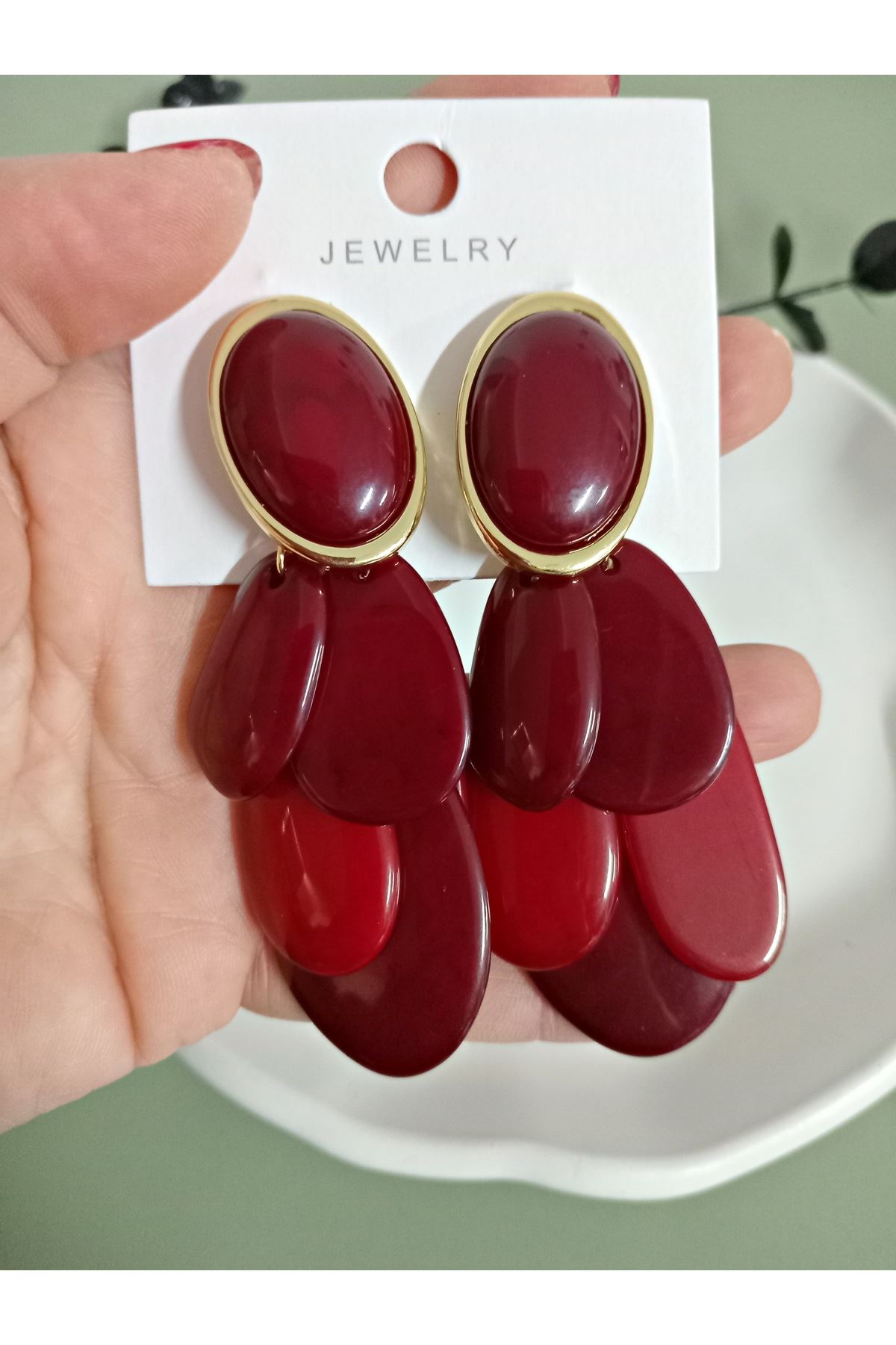 Marka Model, Bordo Büyük Küpe