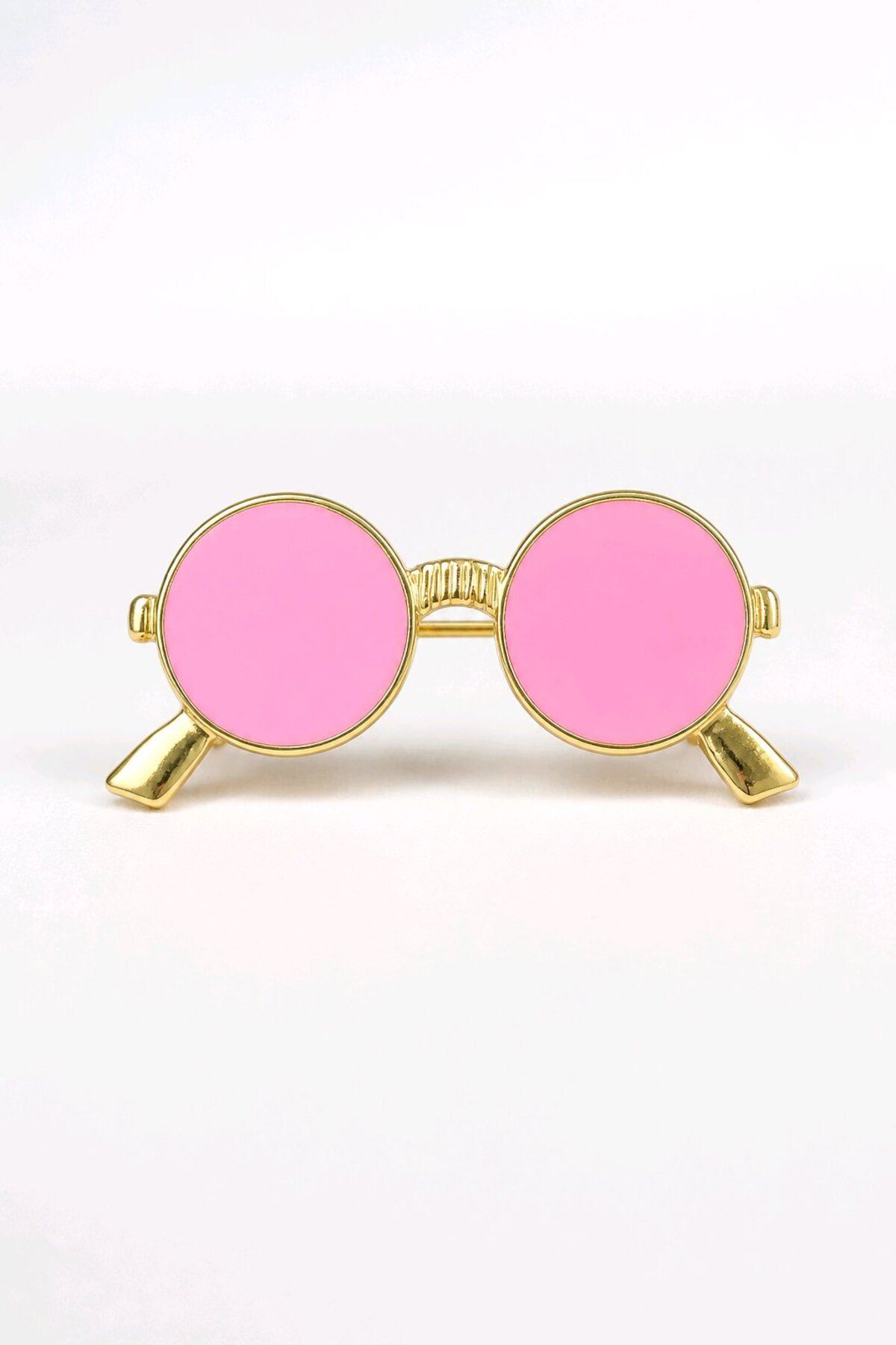 Pembe Küçük Gözlük Broş