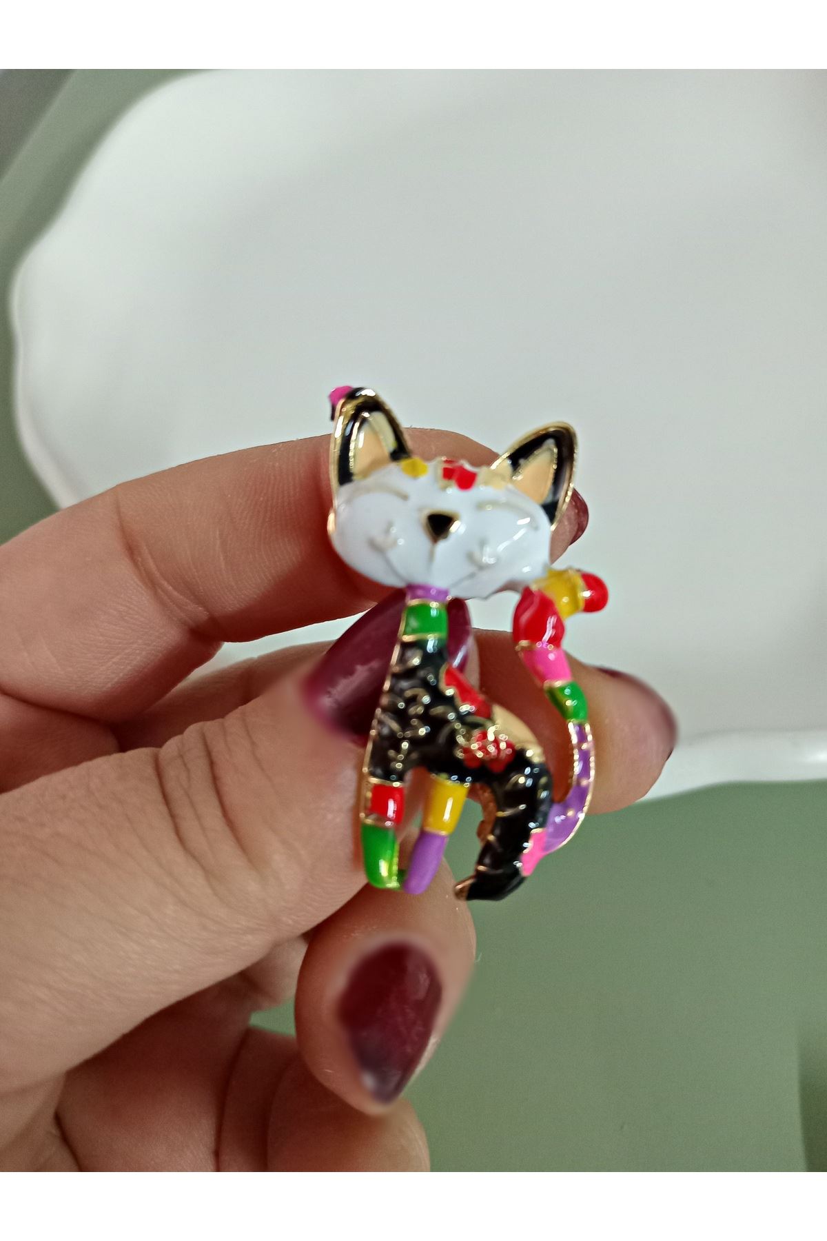Beyaz Kedi Broş