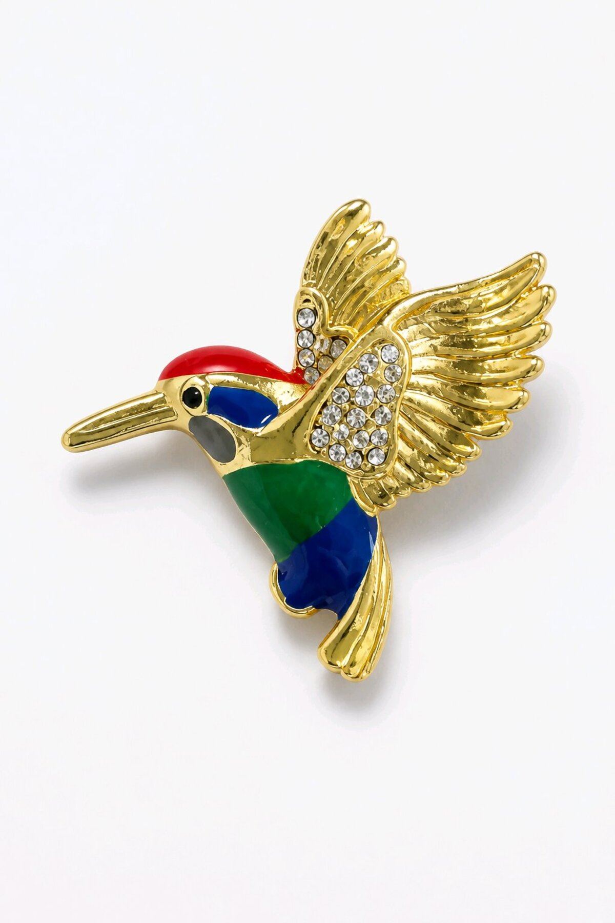 Lacivert Gold Kuş Broş, Yaka Broşu, Çanta Broşu