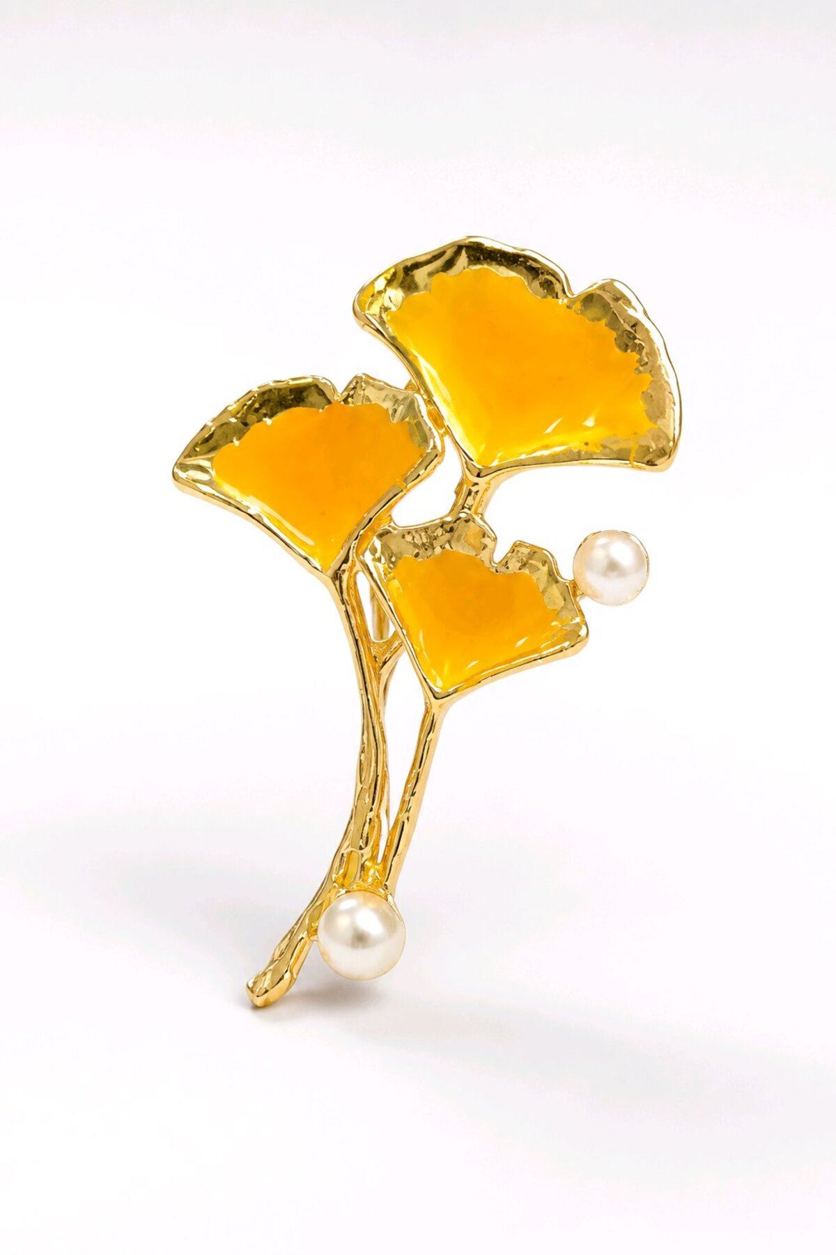 Sarı Gingko Broş, Yaka Broşu, Çanta Broşu