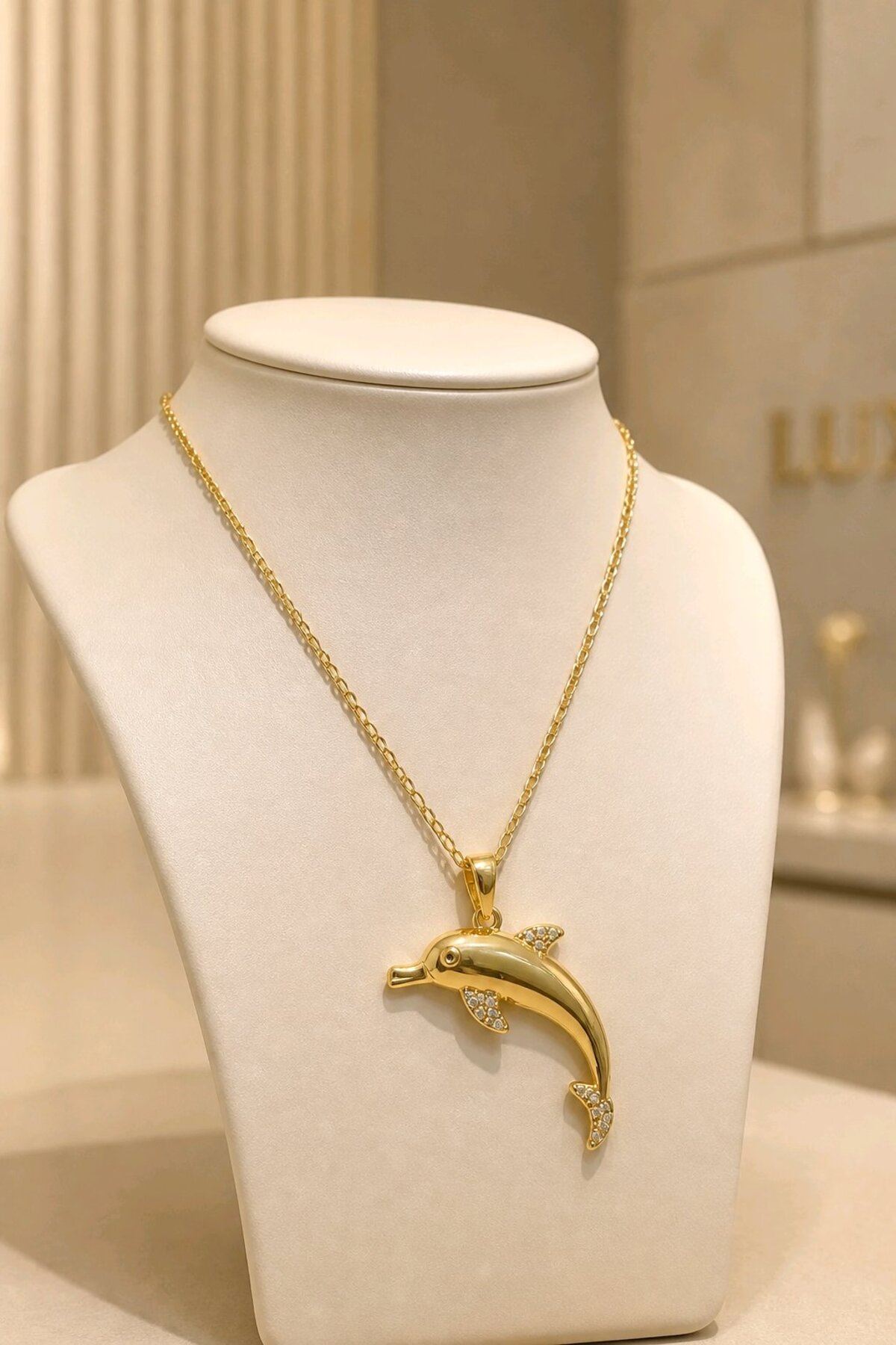 Paslanmaz Çelik Gold Yunus Kolye