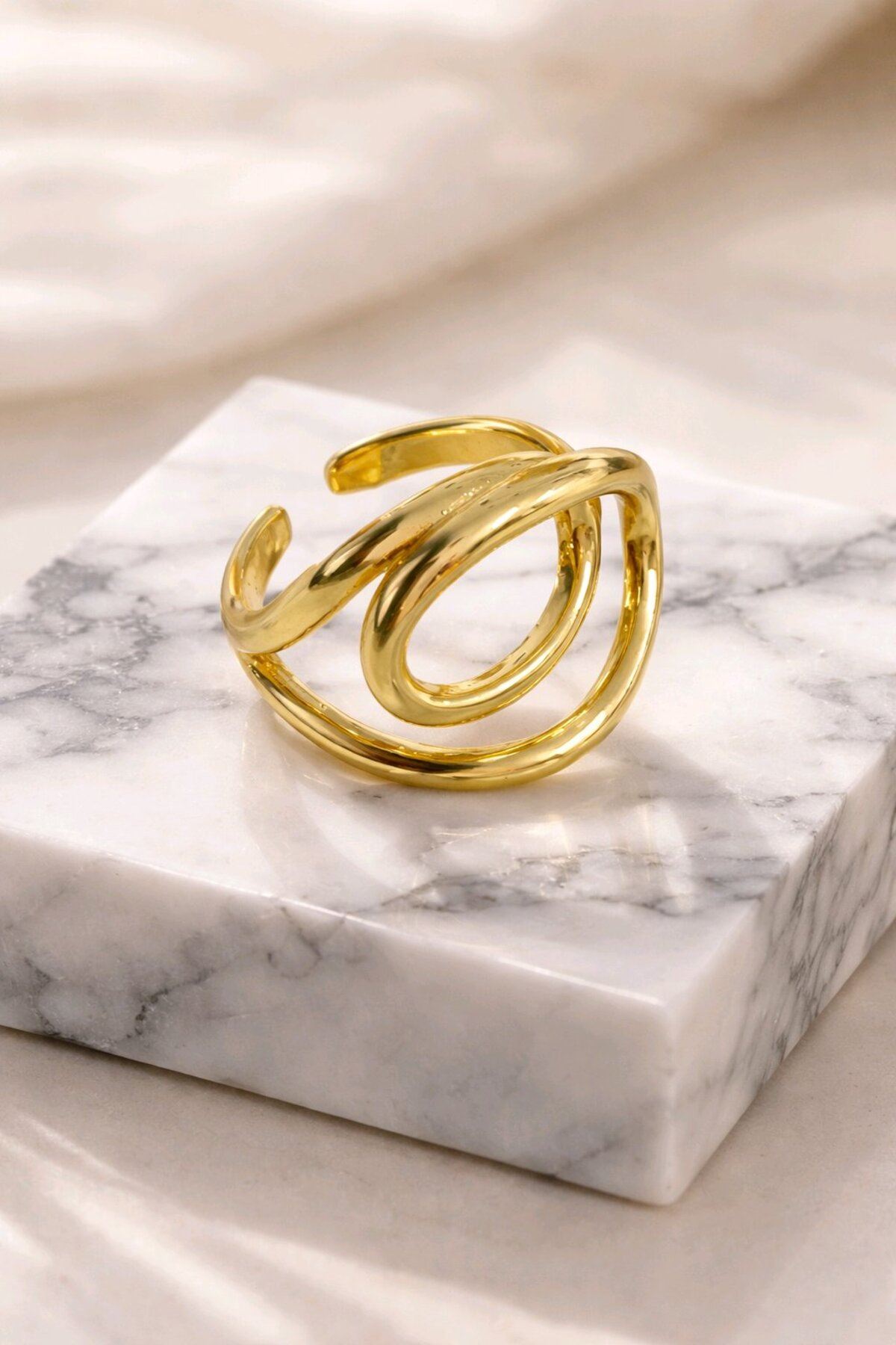 Çelik Gold Tasarım Yüzük, Ayarlanabilir