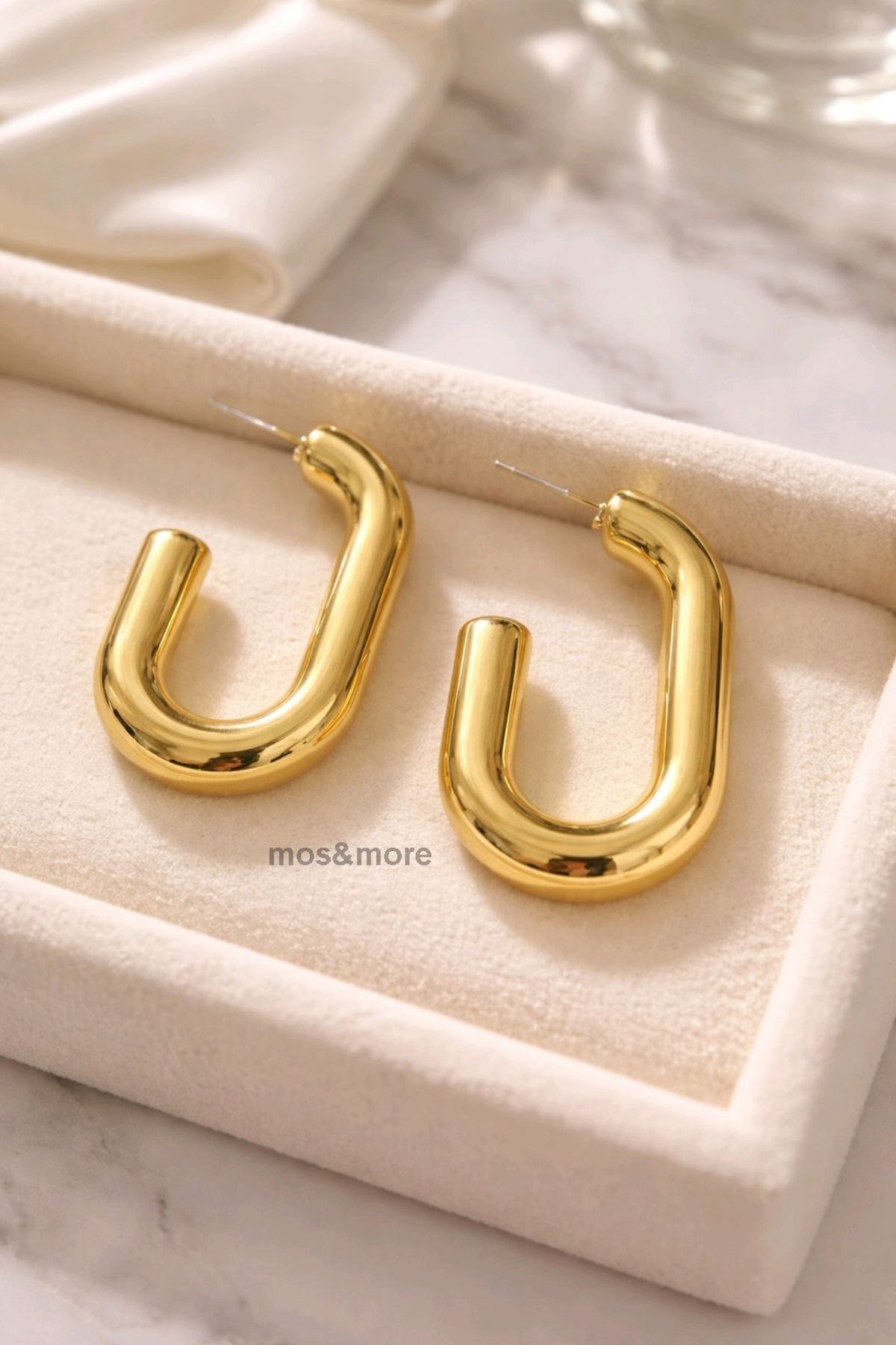 Gold Dörtgen Halka Küpe, Hafif