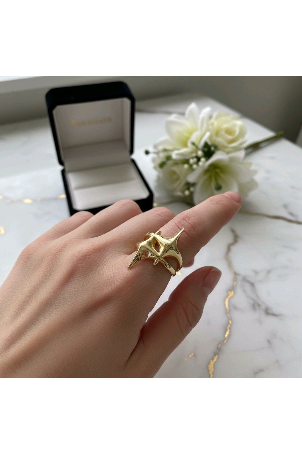 Çelik Gold Kuzey Yıldızı Yüzük, Ayarlanabilir