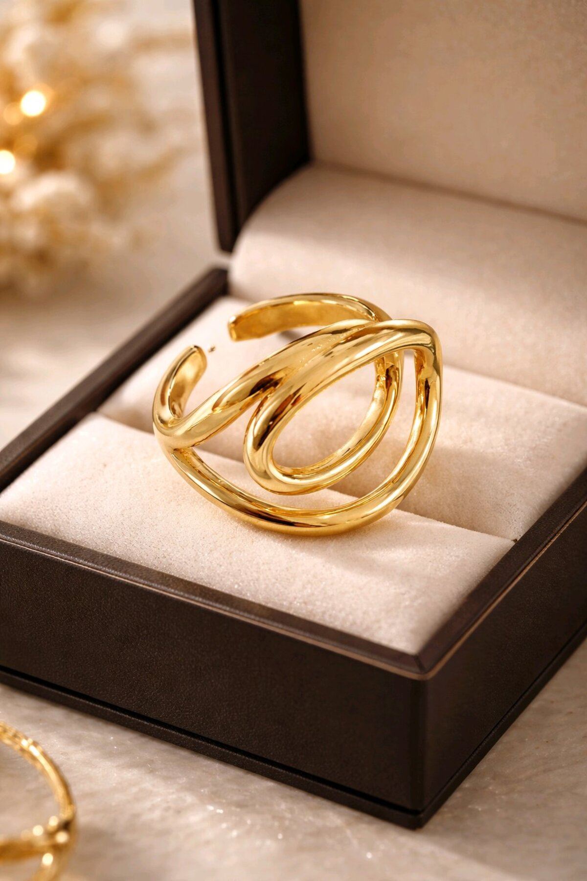 Çelik Gold Tasarım Yüzük, Ayarlanabilir