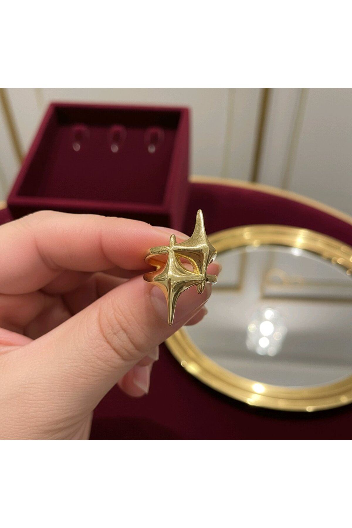 Çelik Gold Kuzey Yıldızı Yüzük, Ayarlanabilir