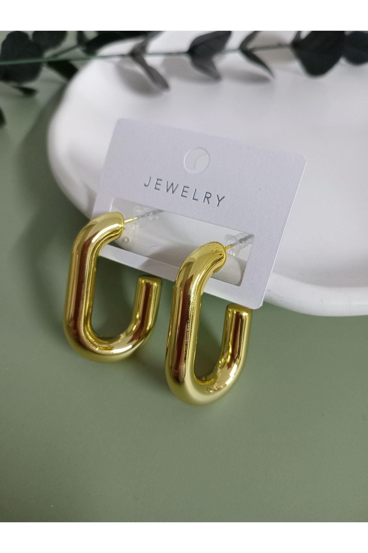 Gold Dörtgen Halka Küpe, Hafif