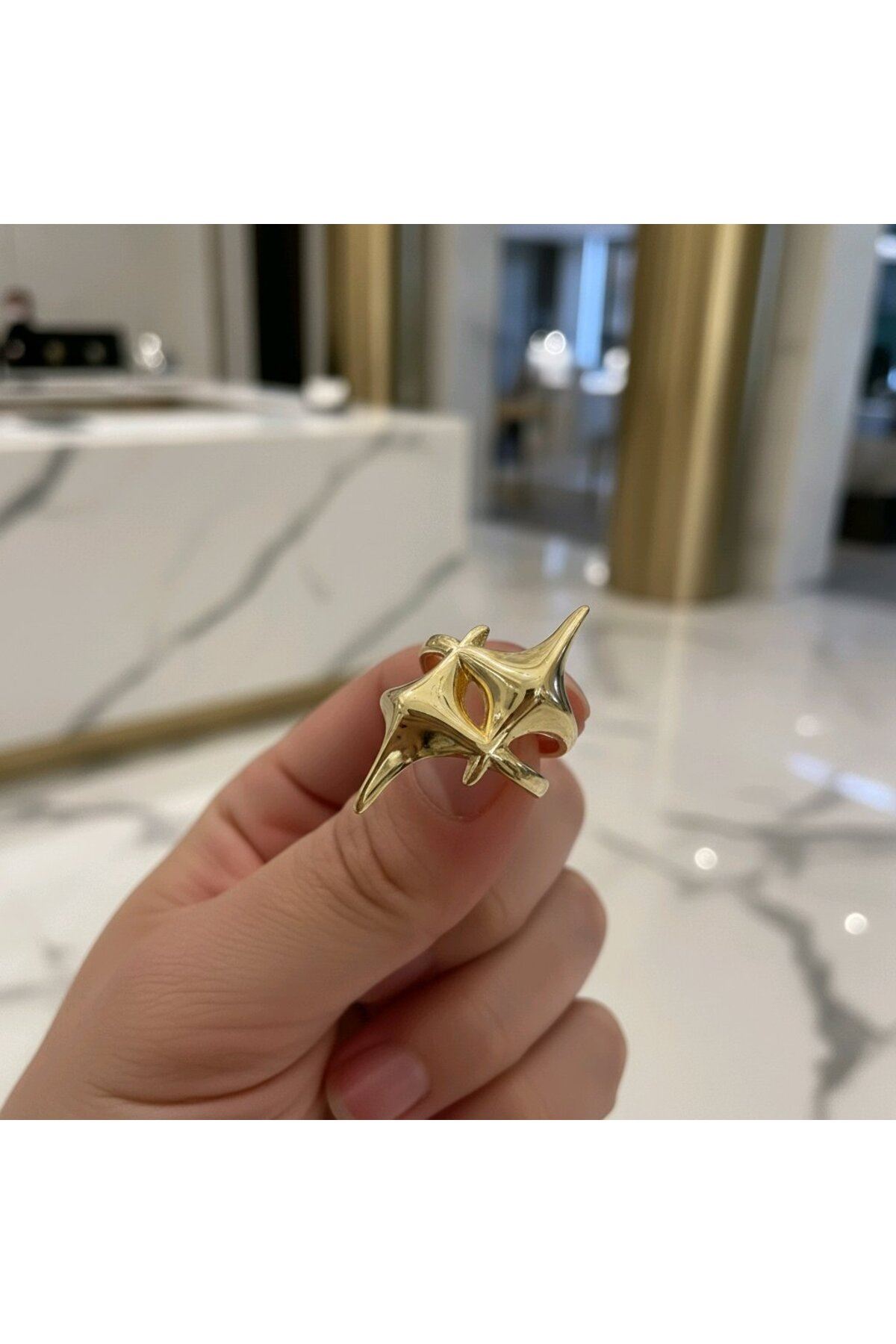 Çelik Gold Kuzey Yıldızı Yüzük, Ayarlanabilir