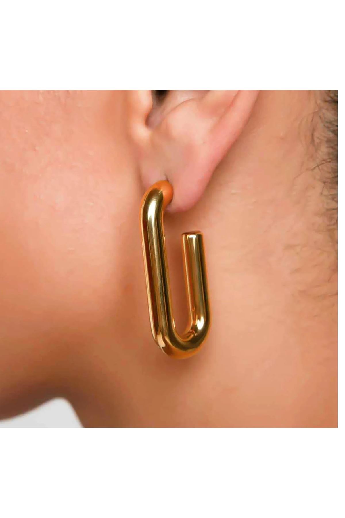 Gold Dörtgen Halka Küpe, Hafif