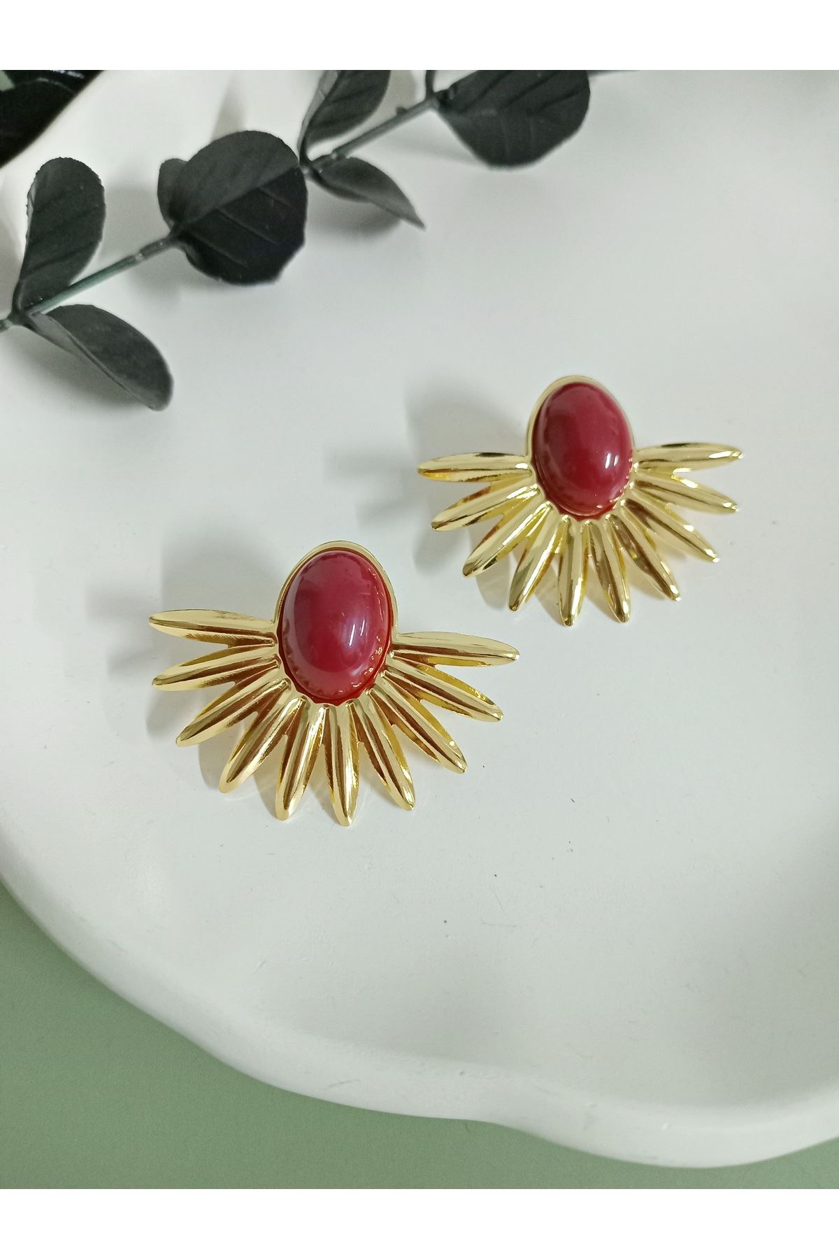 Bordo Hafif Güneş Küpe