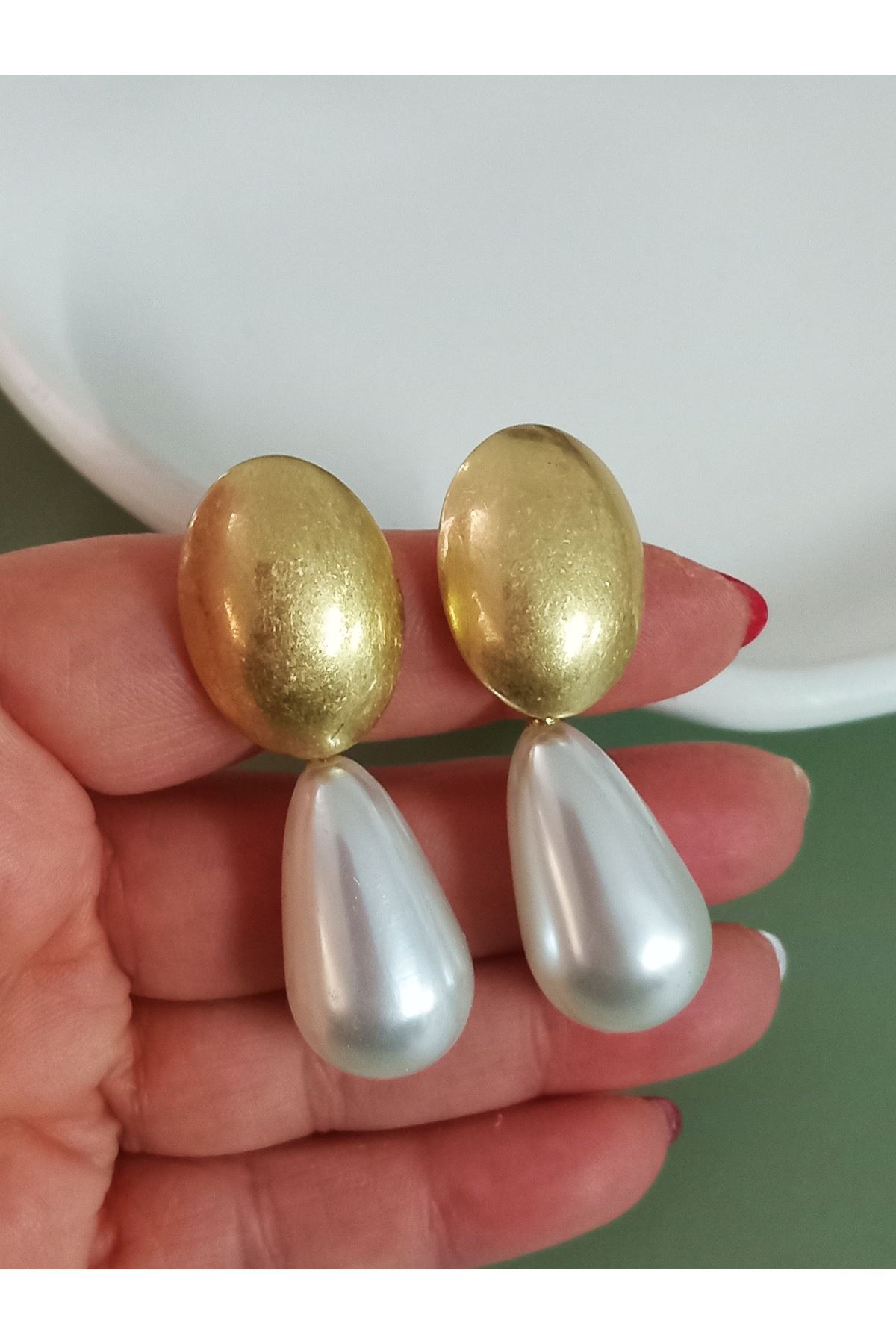 Marka Model, Mat Gold İncili Küpe
