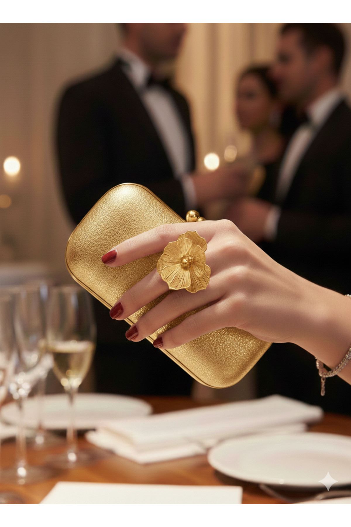 Çelik Tel Çiçek Yüzük , Gold