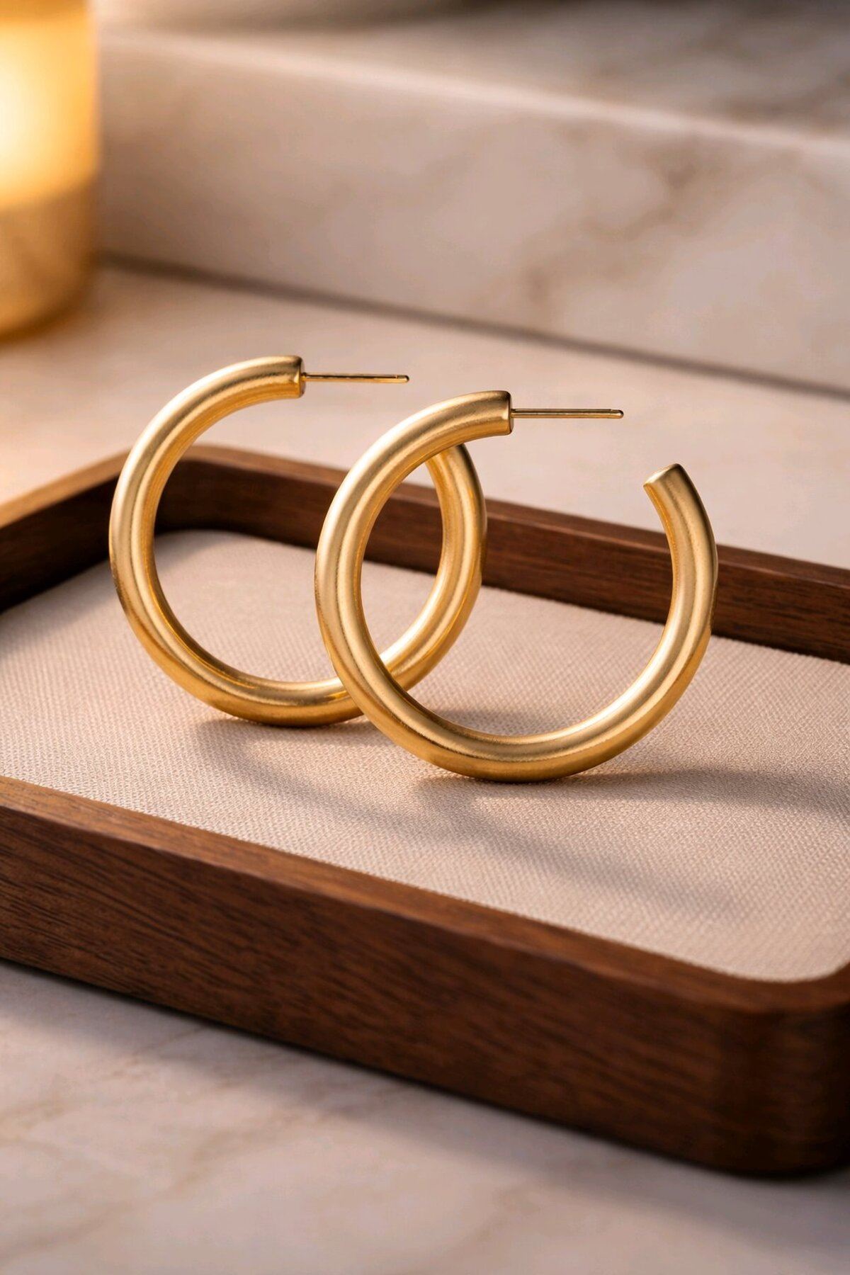 Mat Gold 5 cm Halka Küpe, Çok Hafif