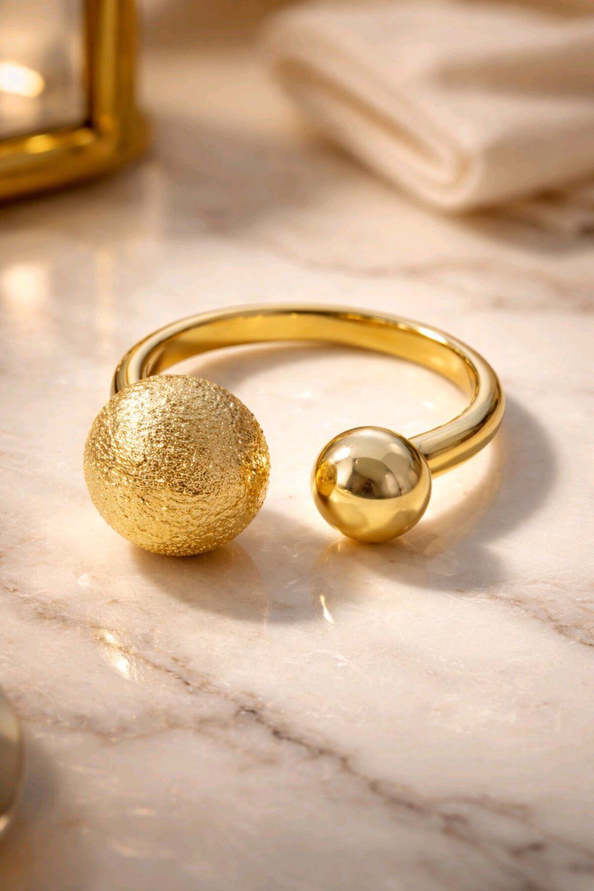 Çelik Gold Topçuk Yüzük, Ayarlanabilir
