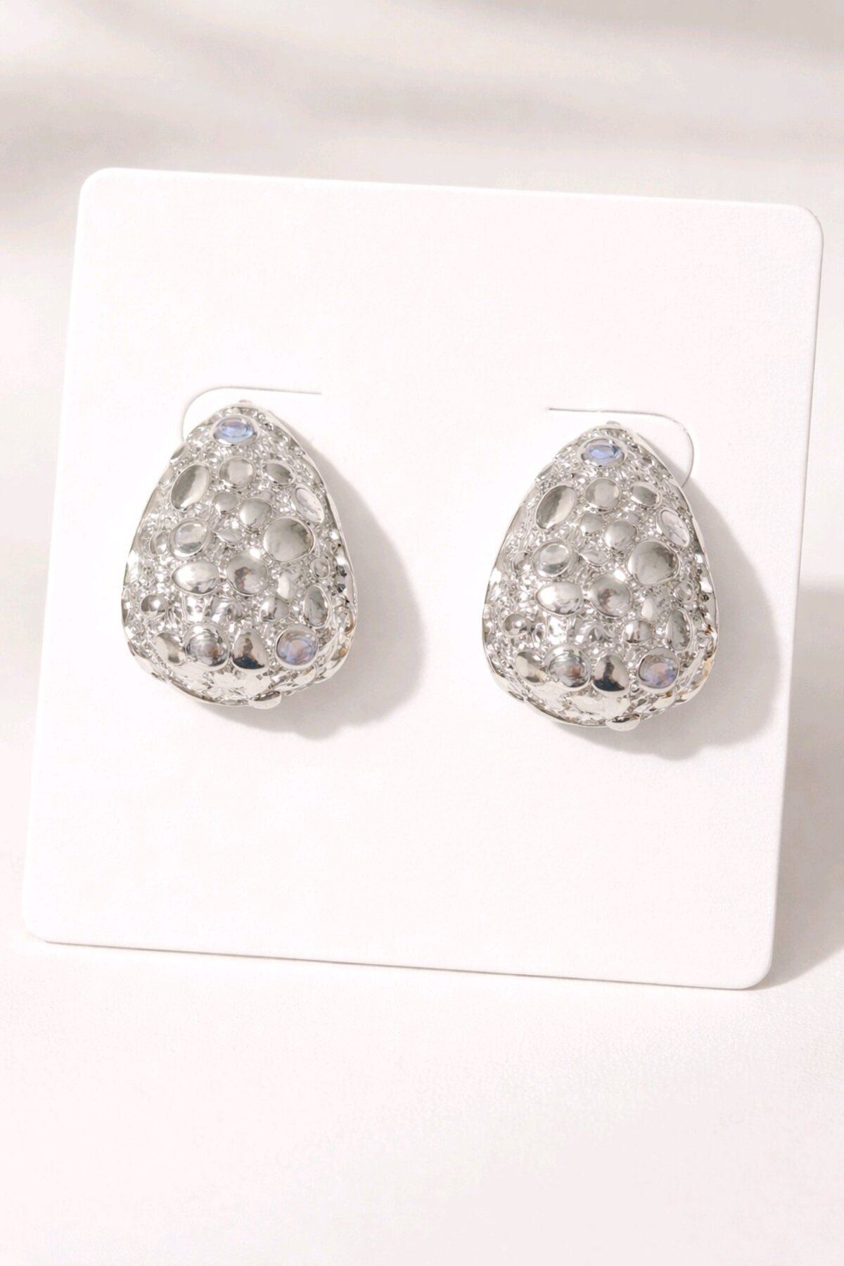 Gümüş Dalgalı Damla Küpe, Uzunluk 1,5cm