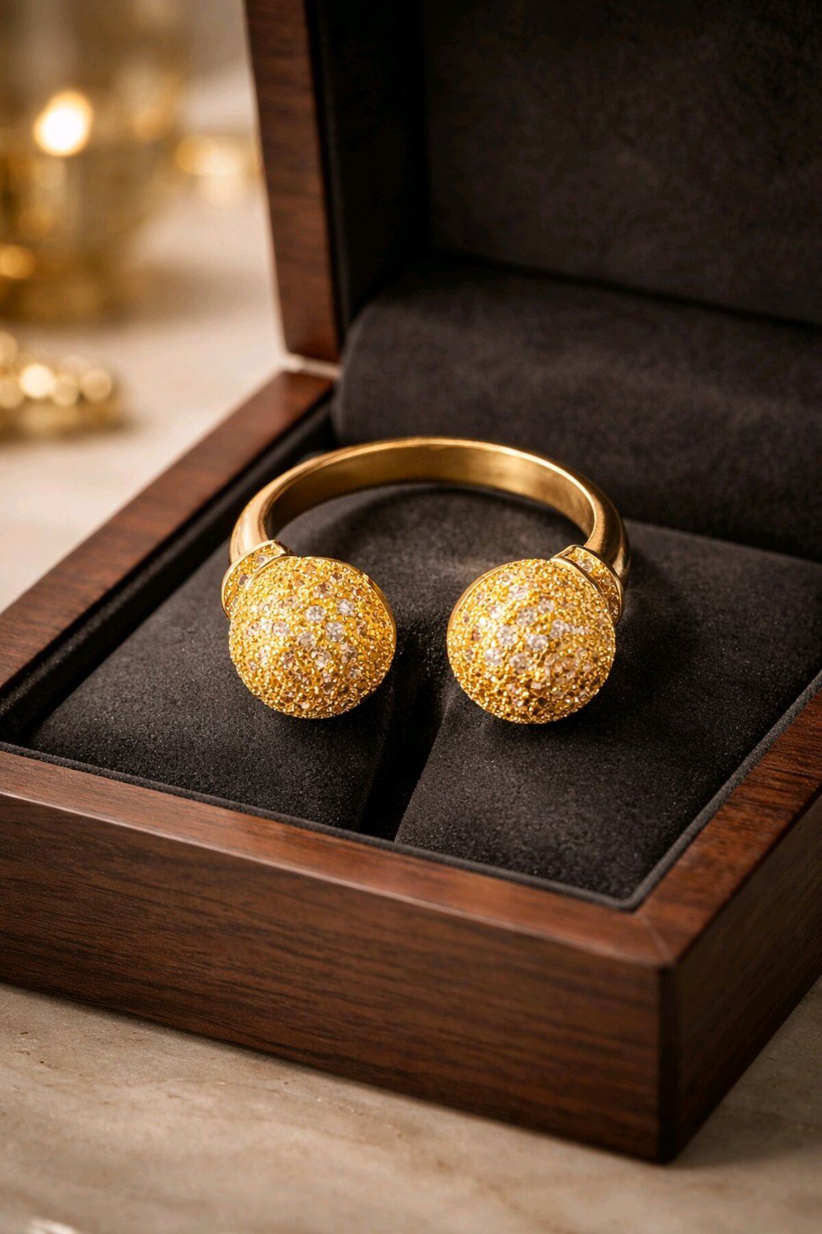 Çelik Gold Taşlı Yüzük, Ayarlanabilir