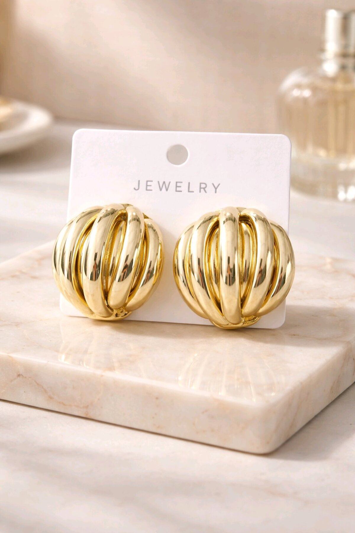 Gold Çoklu Görünümlü İthal Küpe