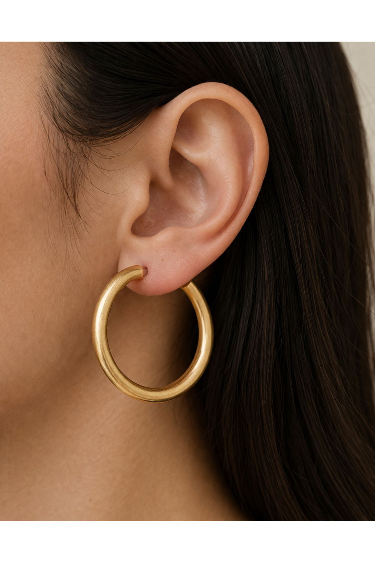 Mat Gold 5 cm Halka Küpe, Çok Hafif