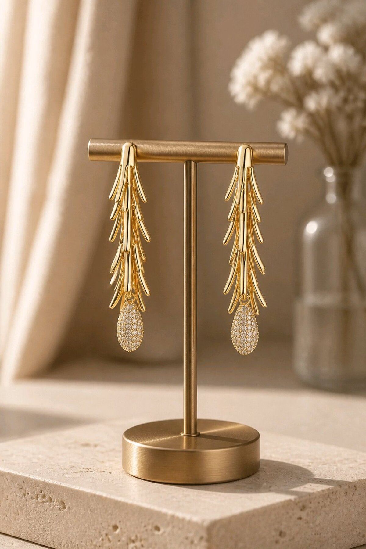 Gold Sallantılı Küpe