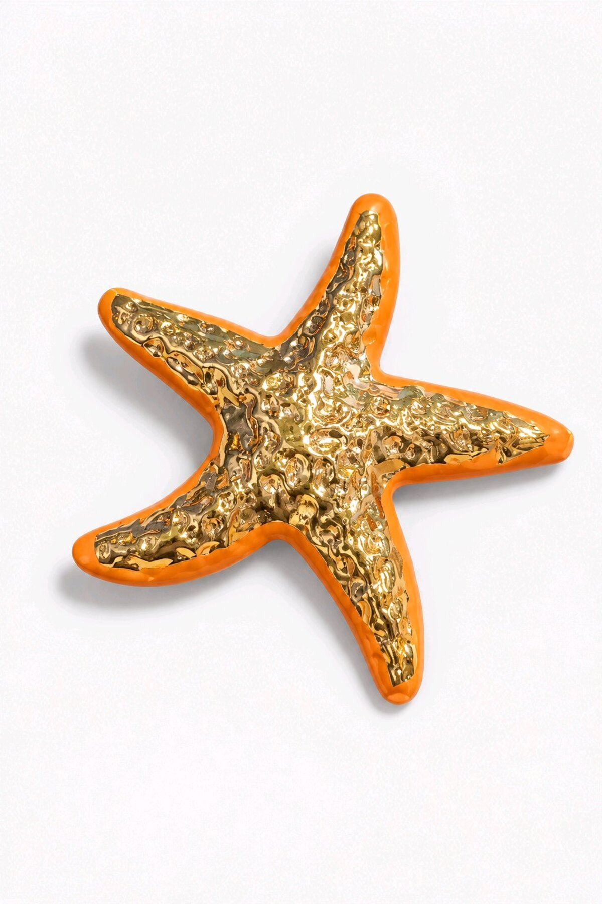 Turuncu Gold Deniz Yıldızı Broş