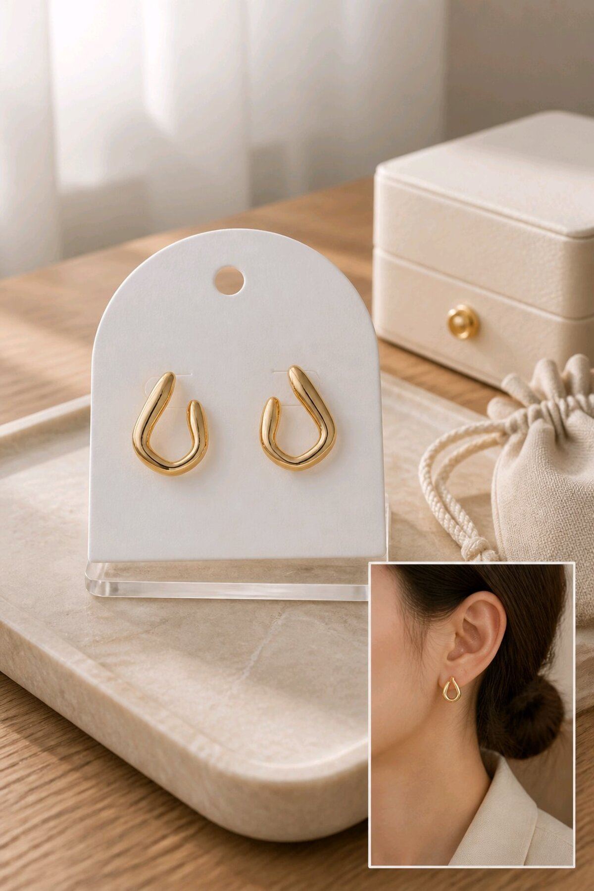 Gold Küçük Geometrik Küpe