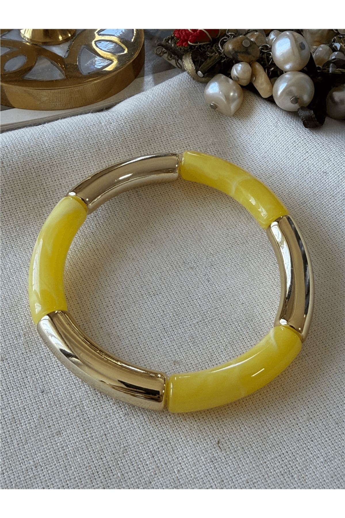 Sarı Gold Esnek Bileklik