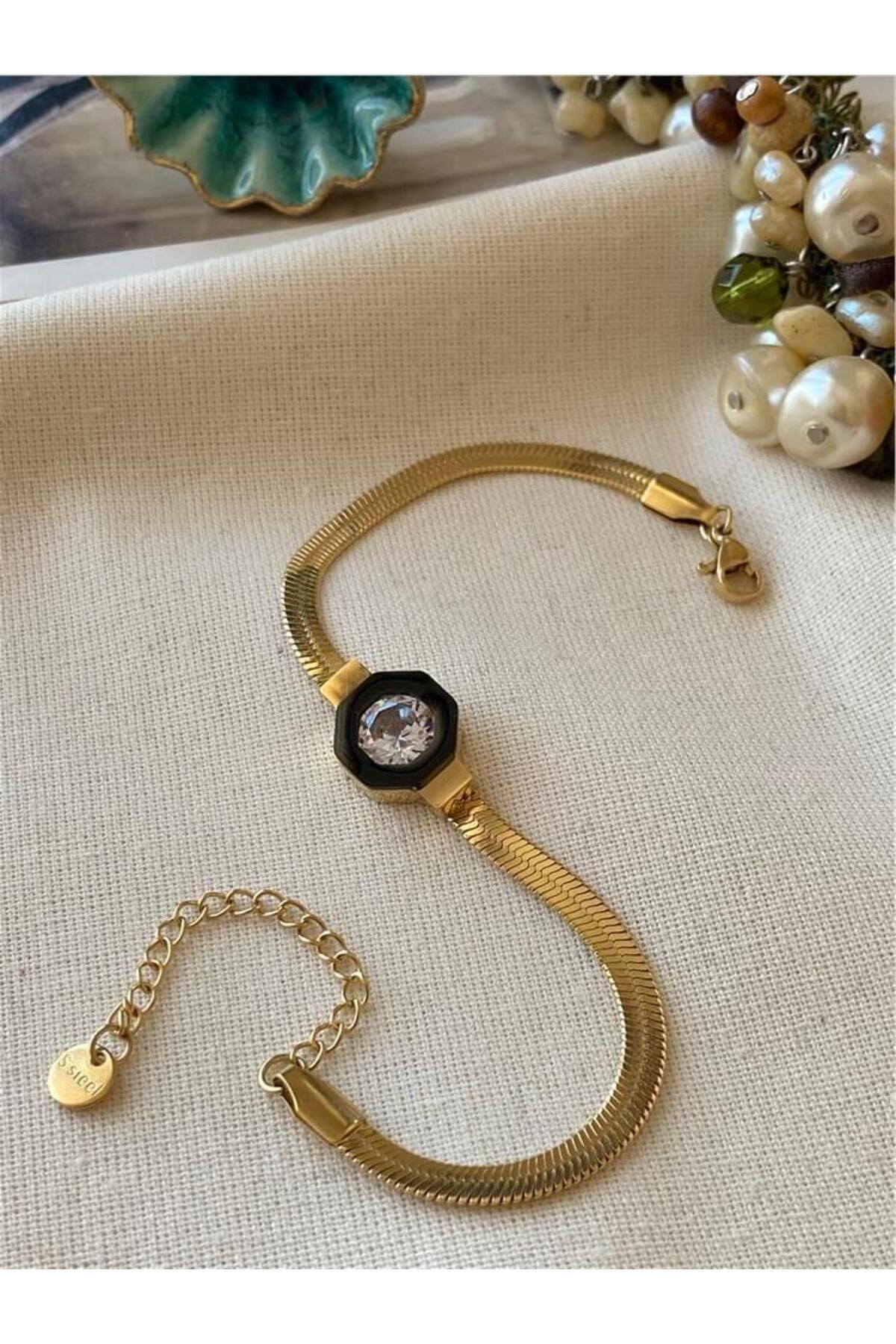 Çelik Gold Çağla Şikel Bileklik, Kadın Erkek, Unisex