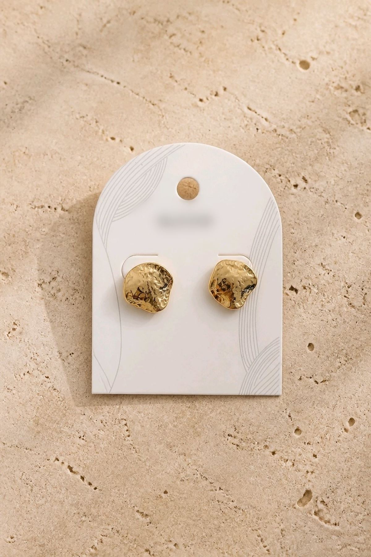 Gold Dalgalı Küçük Küpe