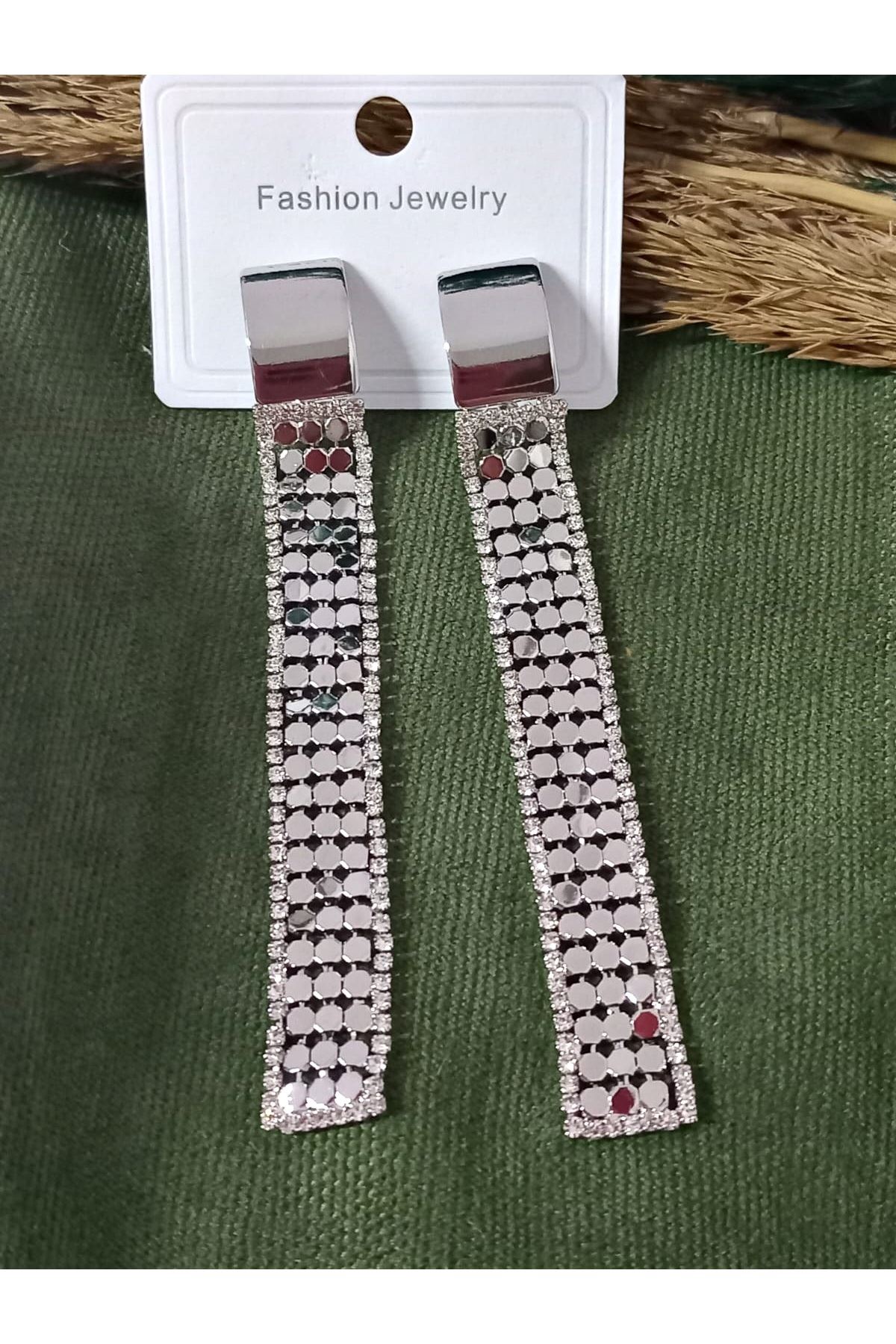 Gold Uzun Sallantılı Işıltılı Şık Abiye Günlük Kadın Küpe