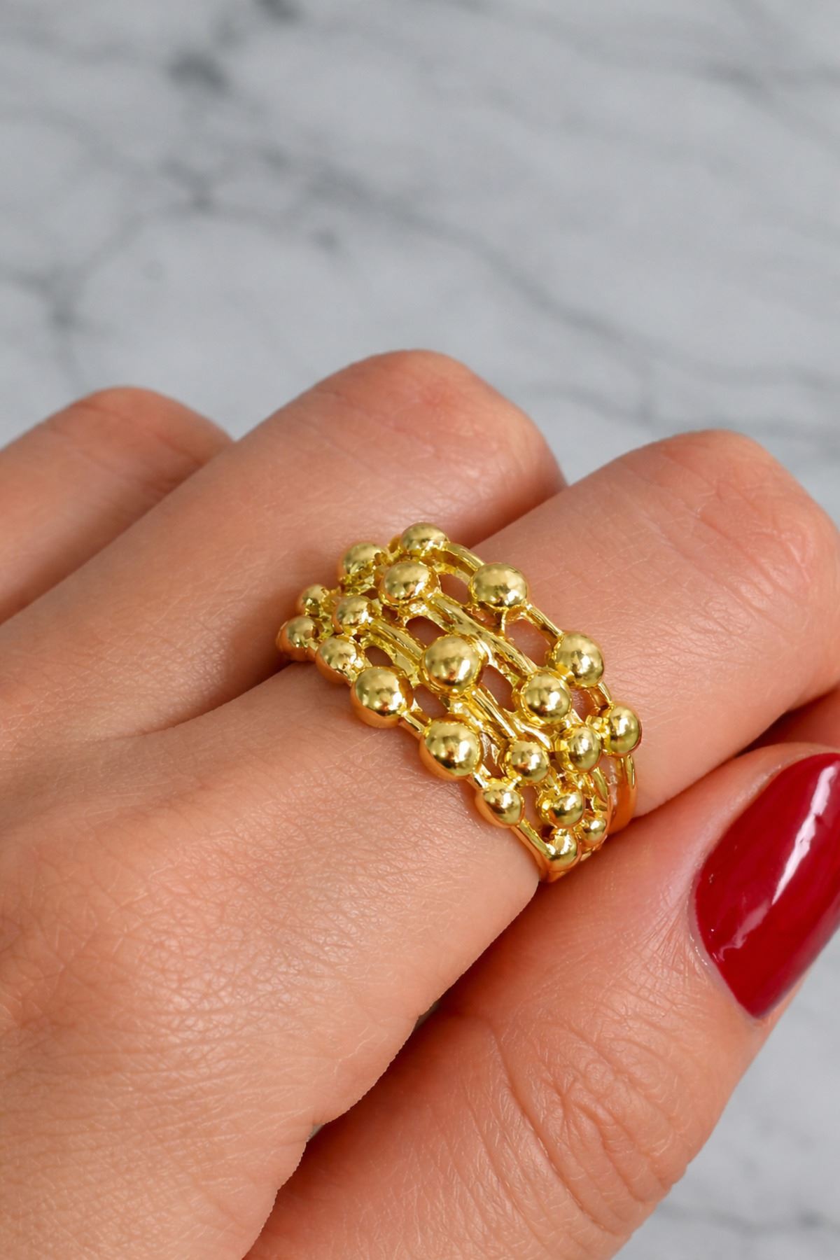 Gold Topçuklar Yüzük, Ayarlanabilir