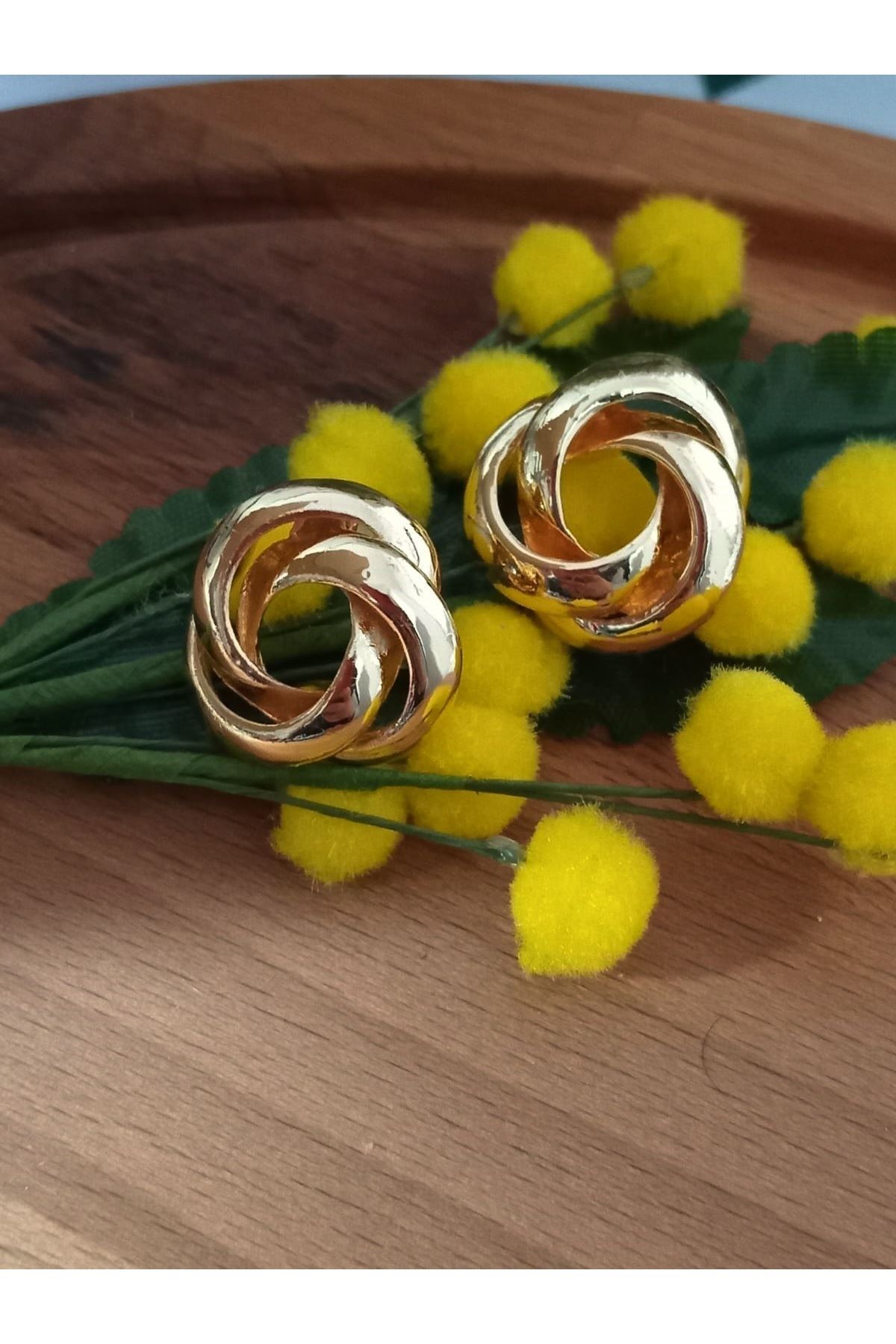 Gold Modern Tasarım Kadın Küpe