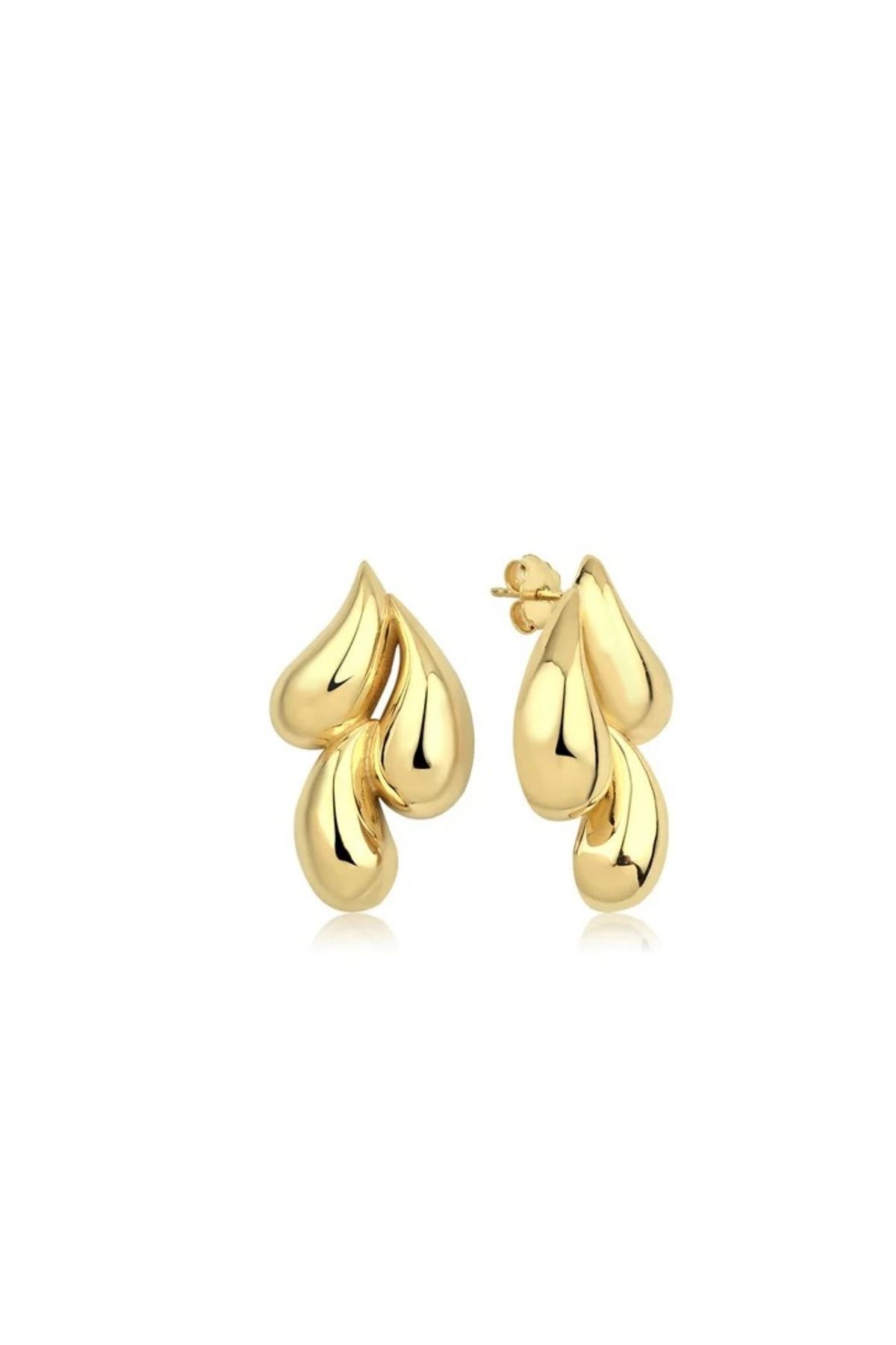 Uzak Şehir Alya Gold Üç Damla Kadın Küpe, (Uzunluk:3cm)