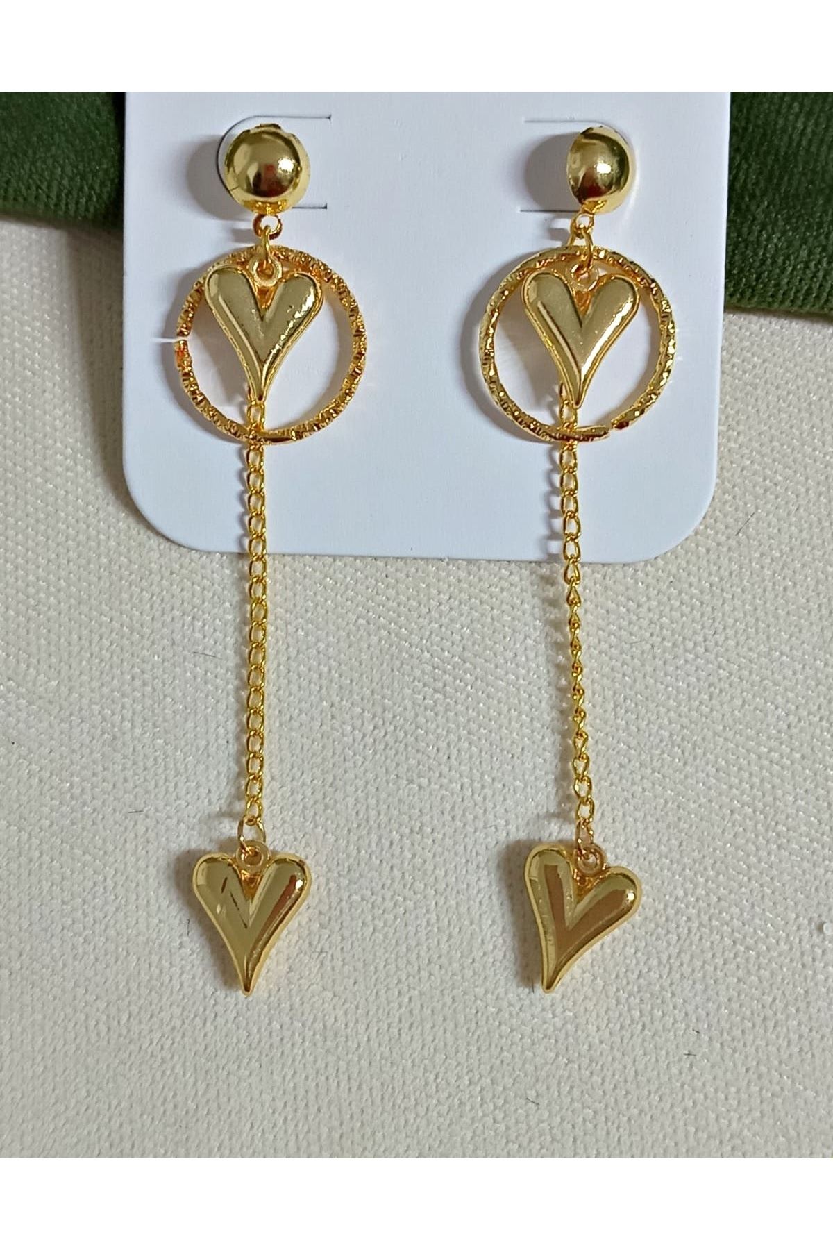 Gold Kalp Sallantılı Uzun Şık Küpe