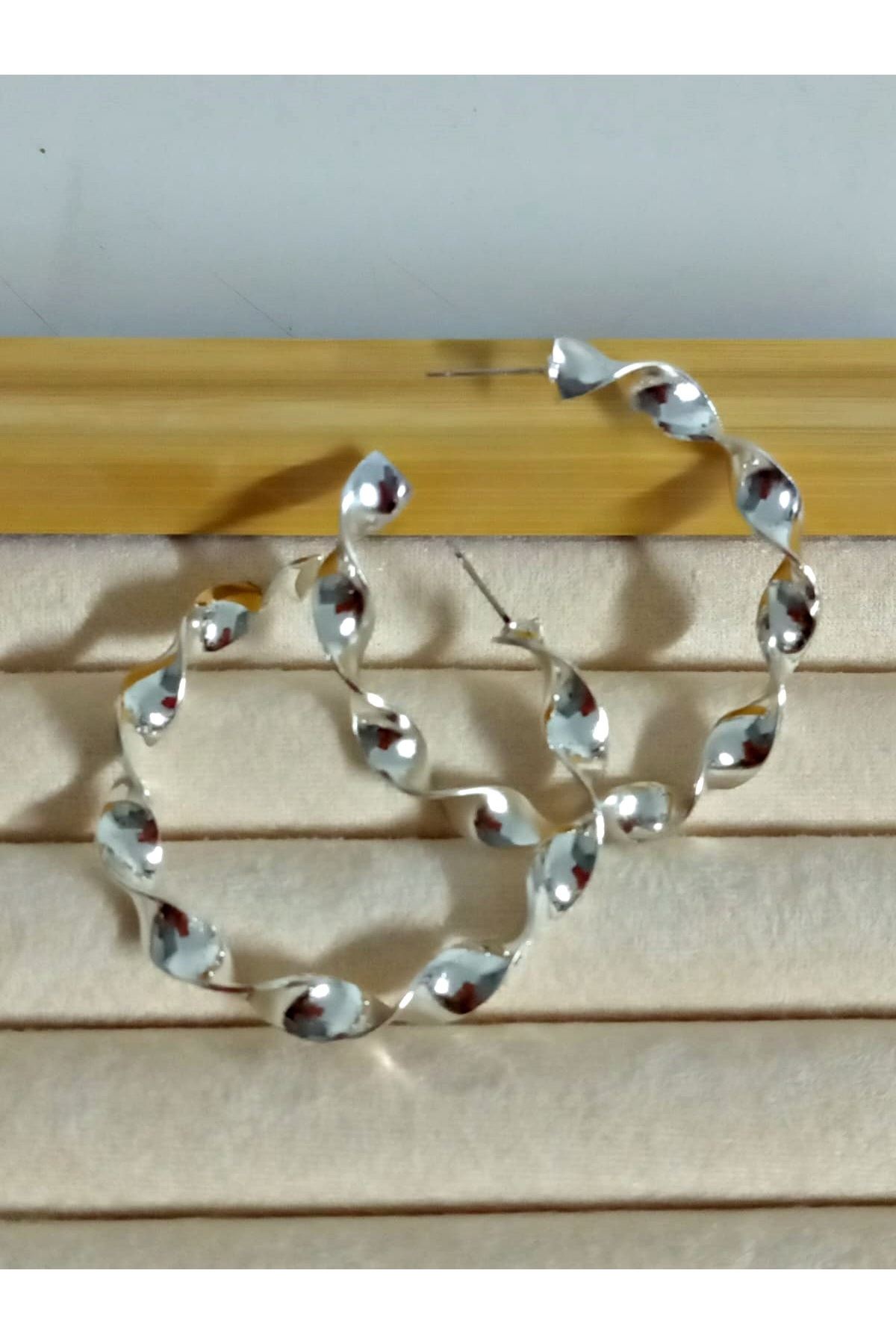 Gümüş Burgulu 5cm Halka Kadın Küpe