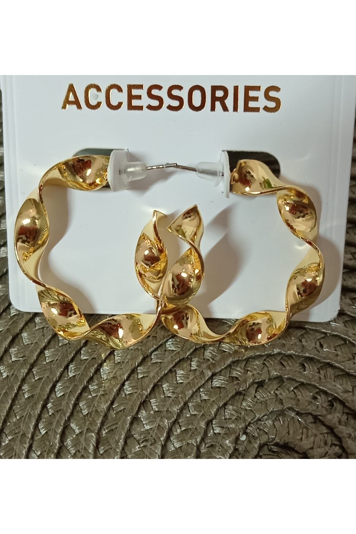 Gold Burgulu 3cm Halka Kadın Küpe