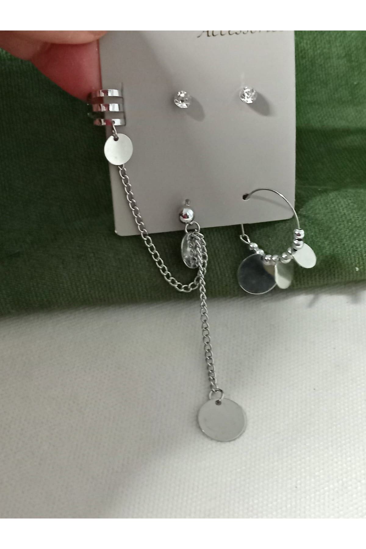 Gümüş Top Kıkırdak Sallantılı Uzun Şık Küpe