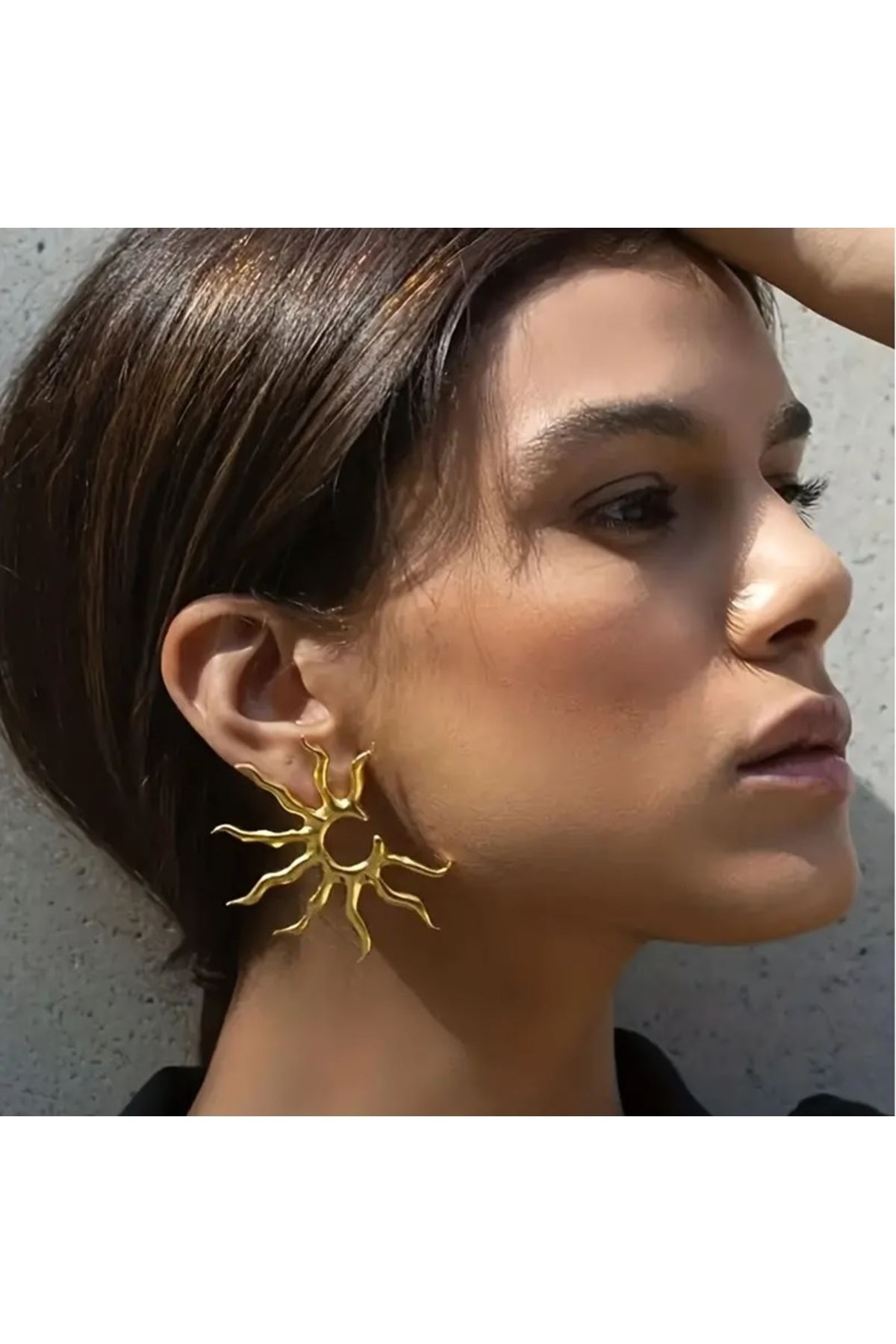 Gold Güneş Tasarım  Kadın Küpe (3,5cm)